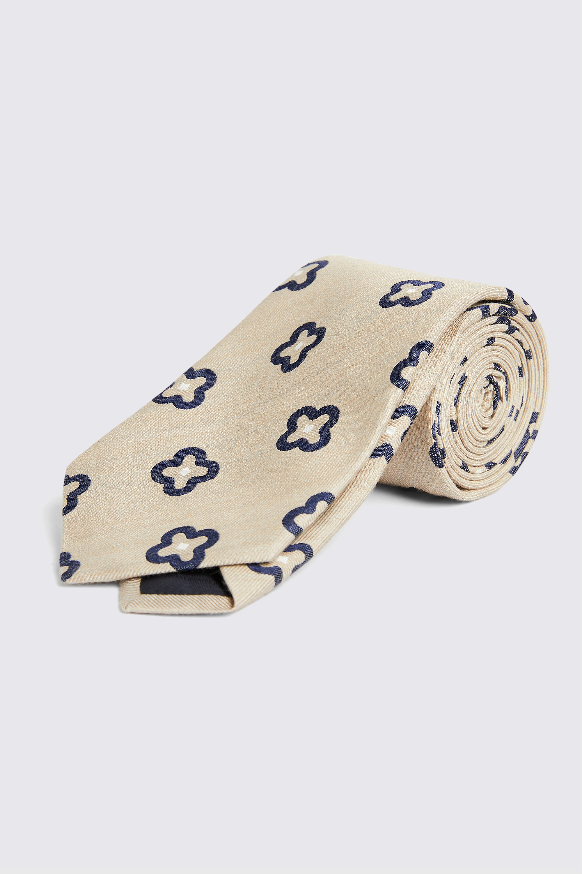 Italian Bottinelli Neutral & Navy Floral Tie