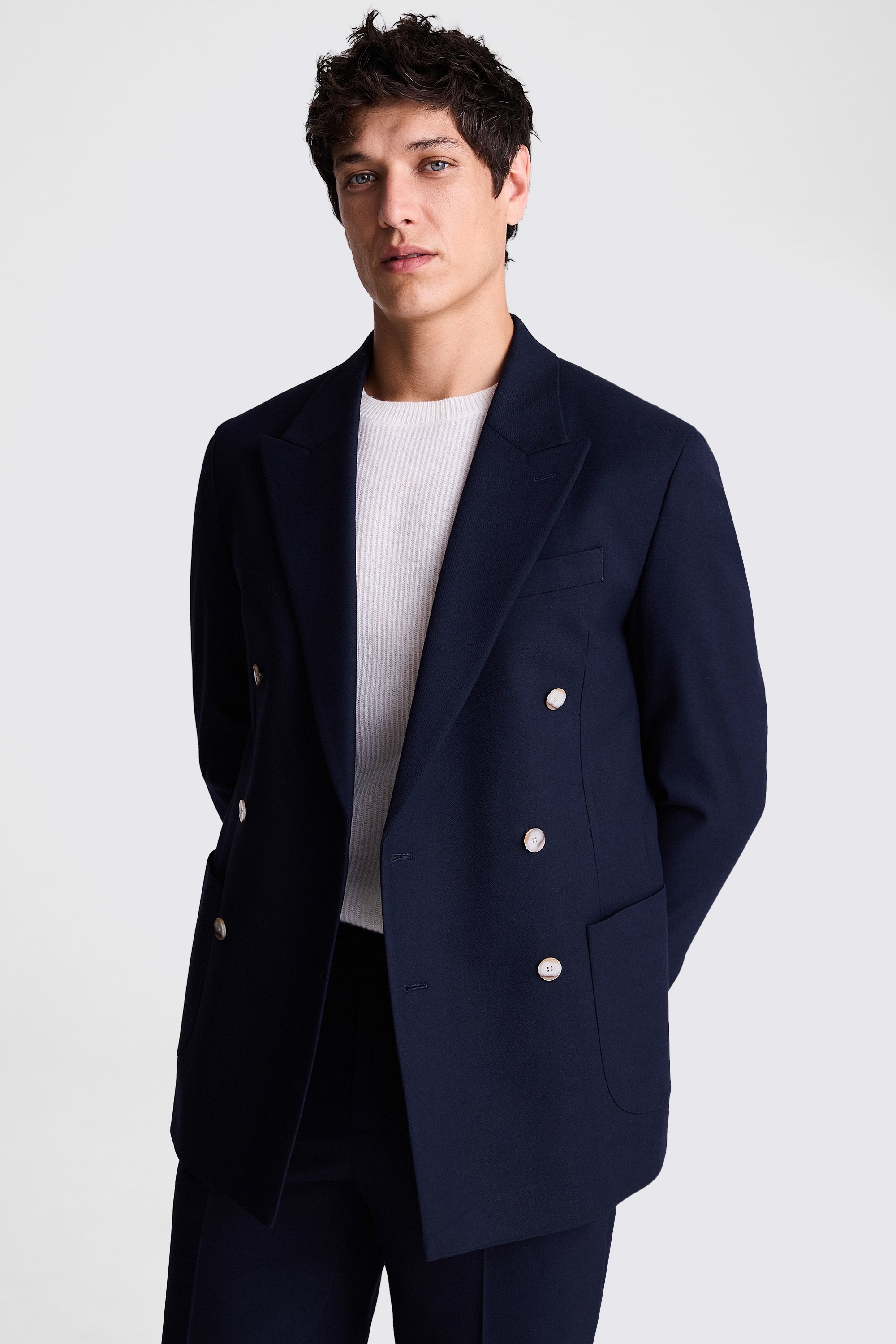 Relaxed Fit Navy Flannel Jacket