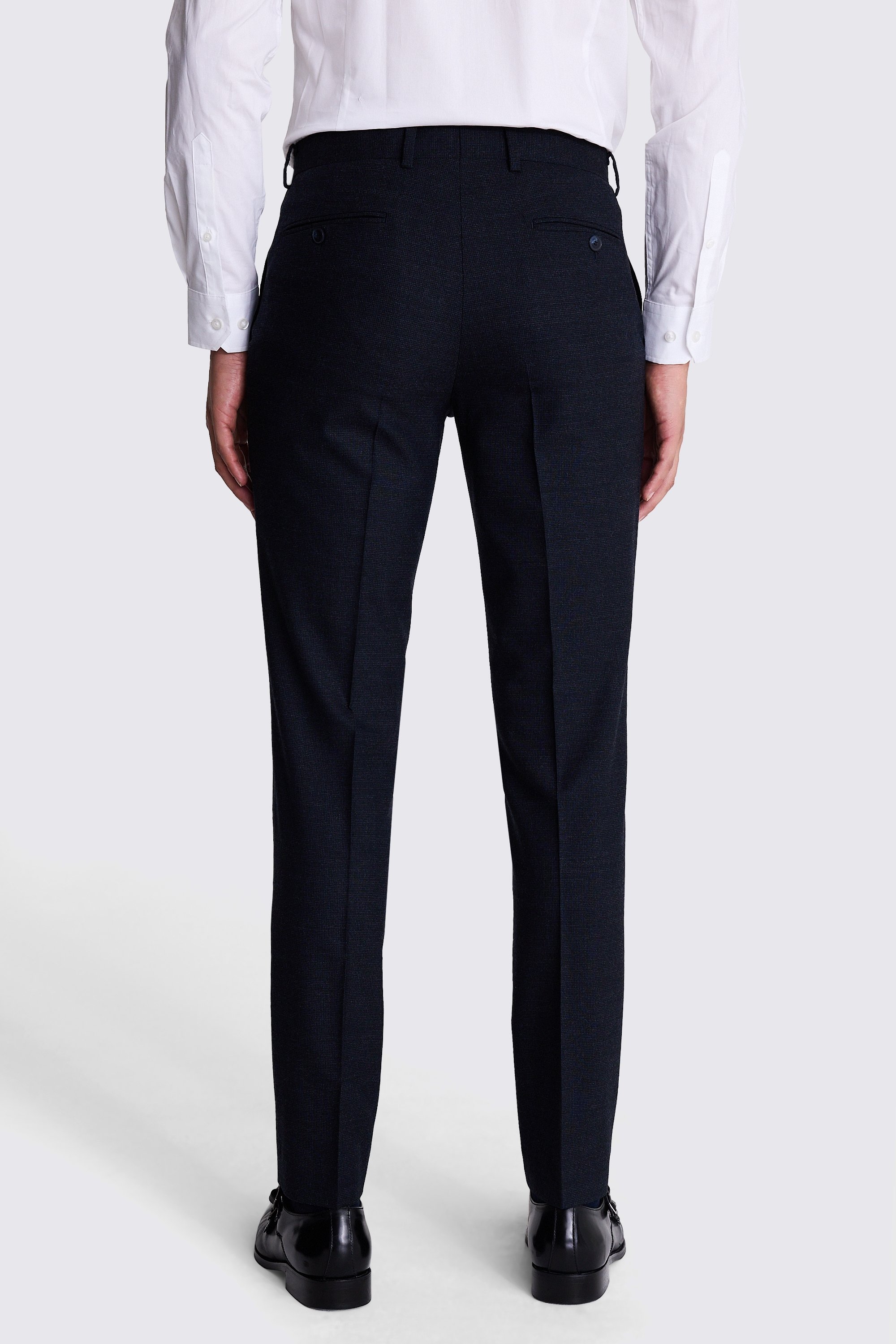 Tailored Fit Navy Puppytooth Trousers