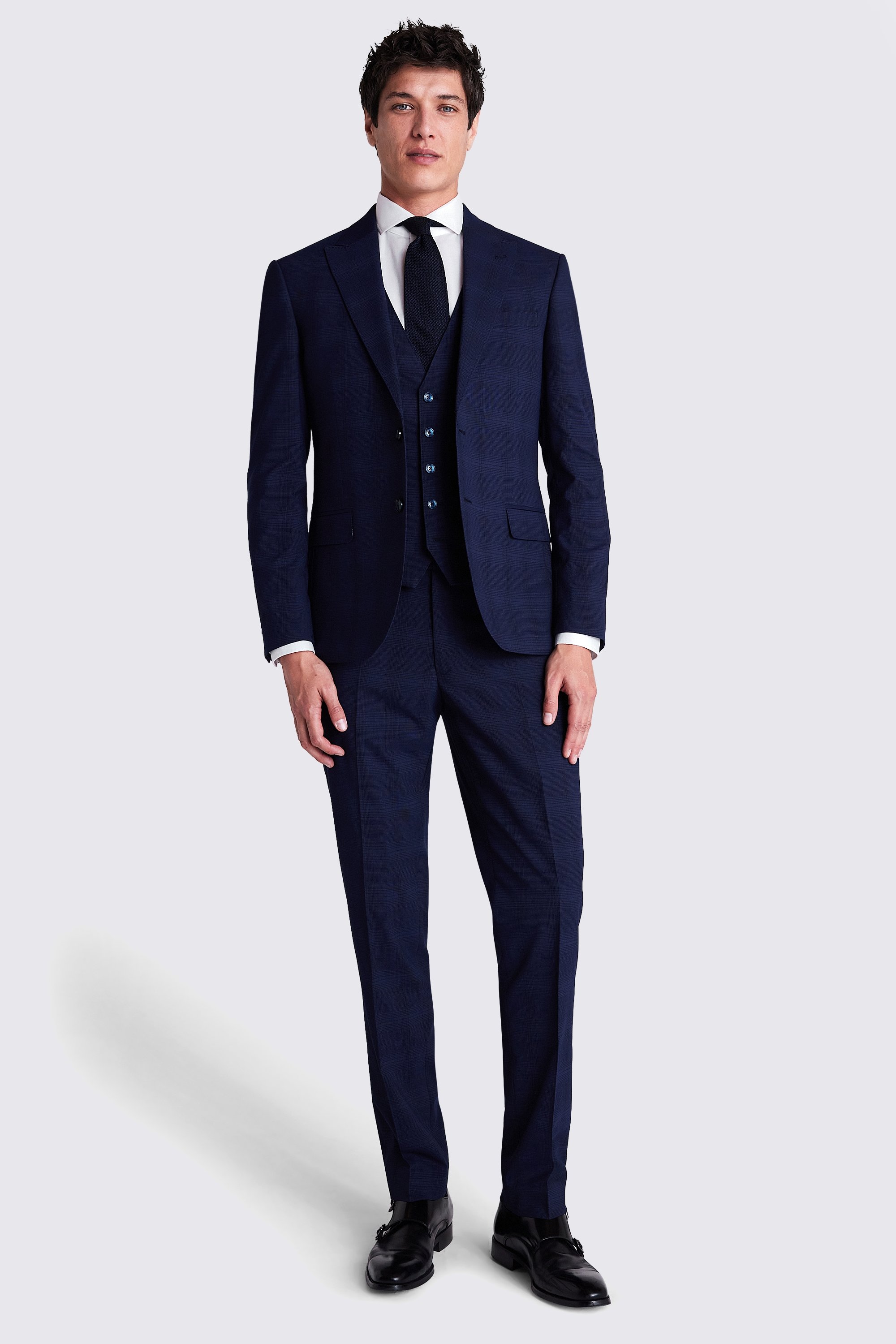 Slim Fit Navy Check Suit