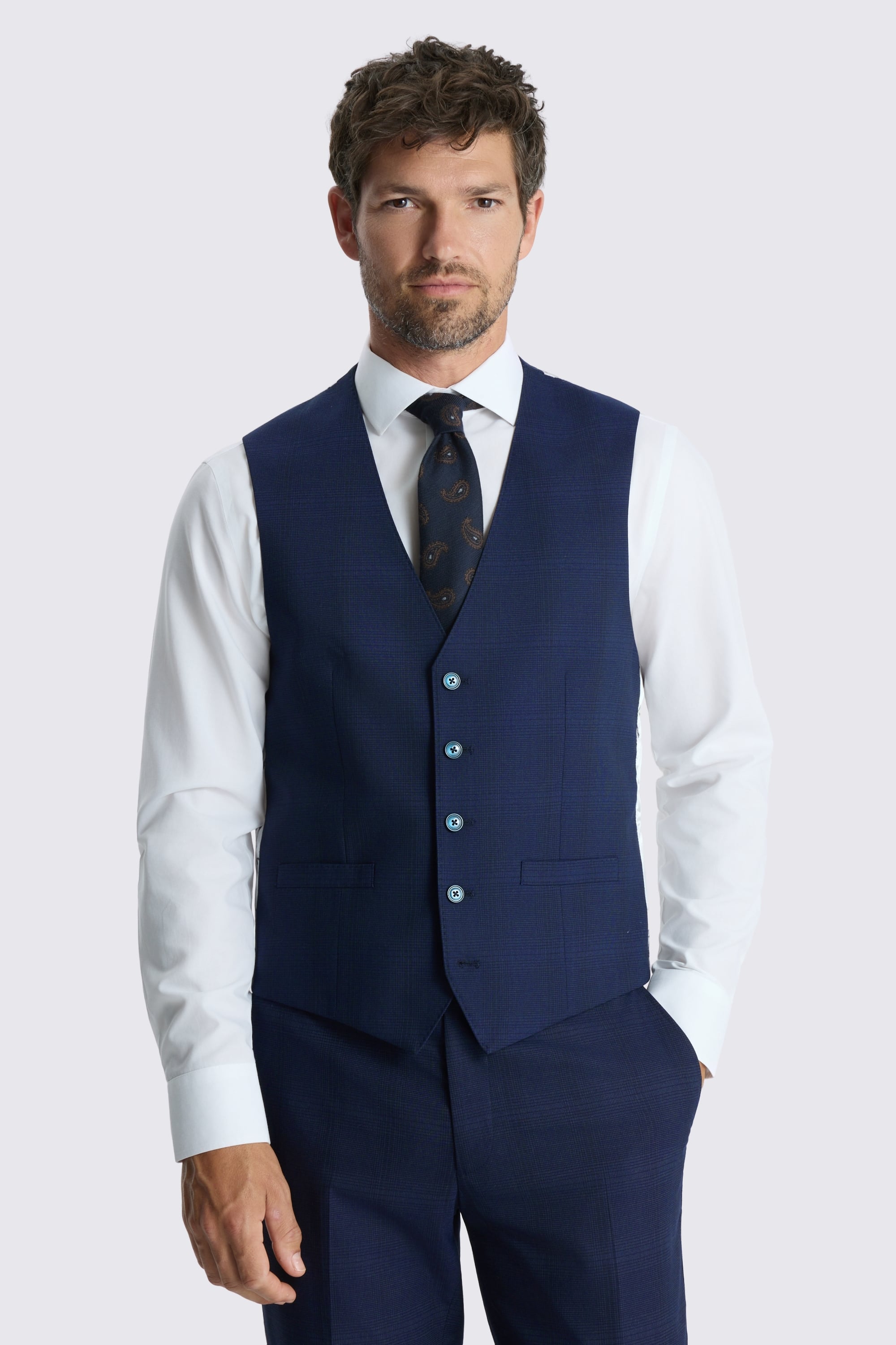Slim Fit Navy Check Suit
