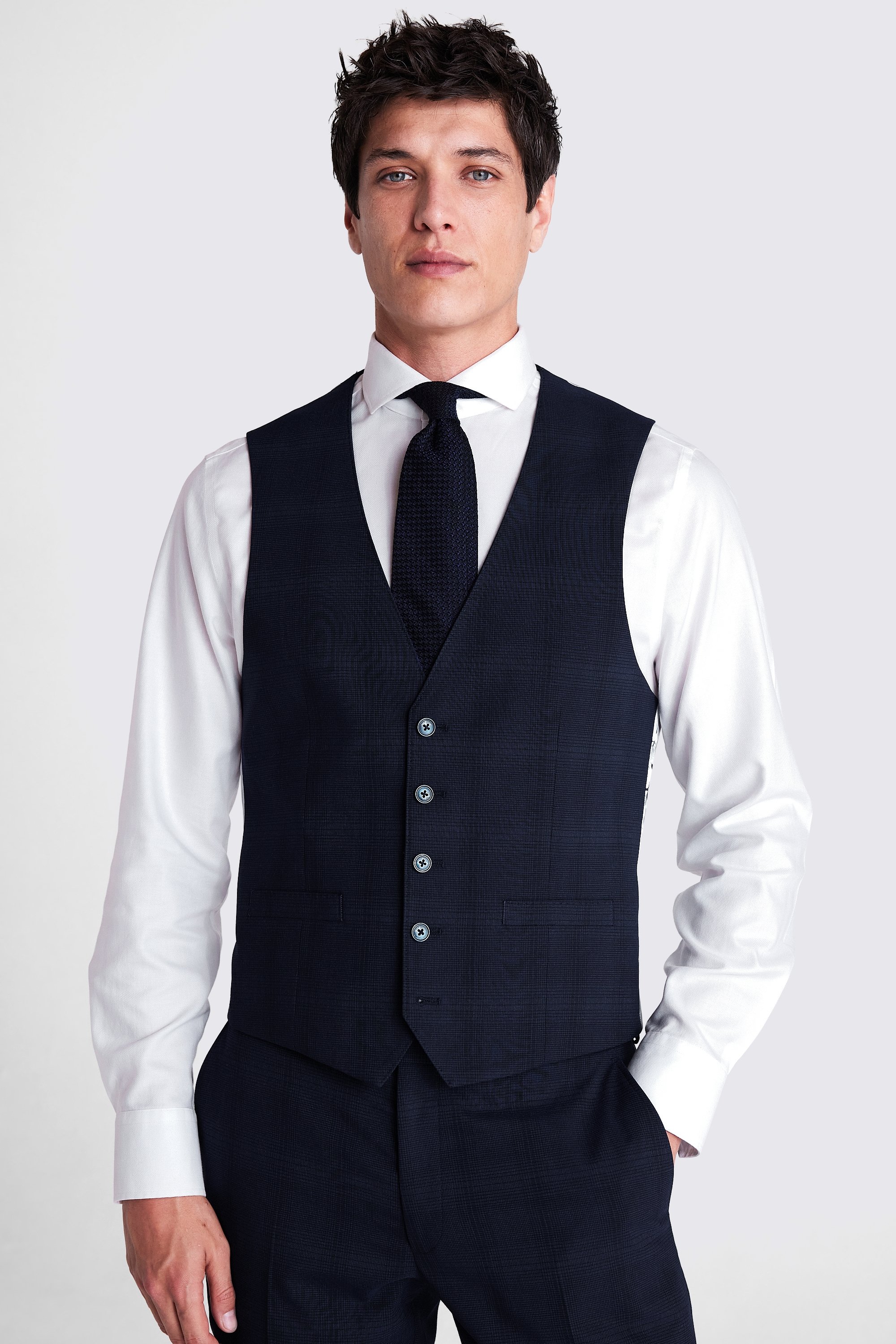 Slim Fit Navy Check Suit
