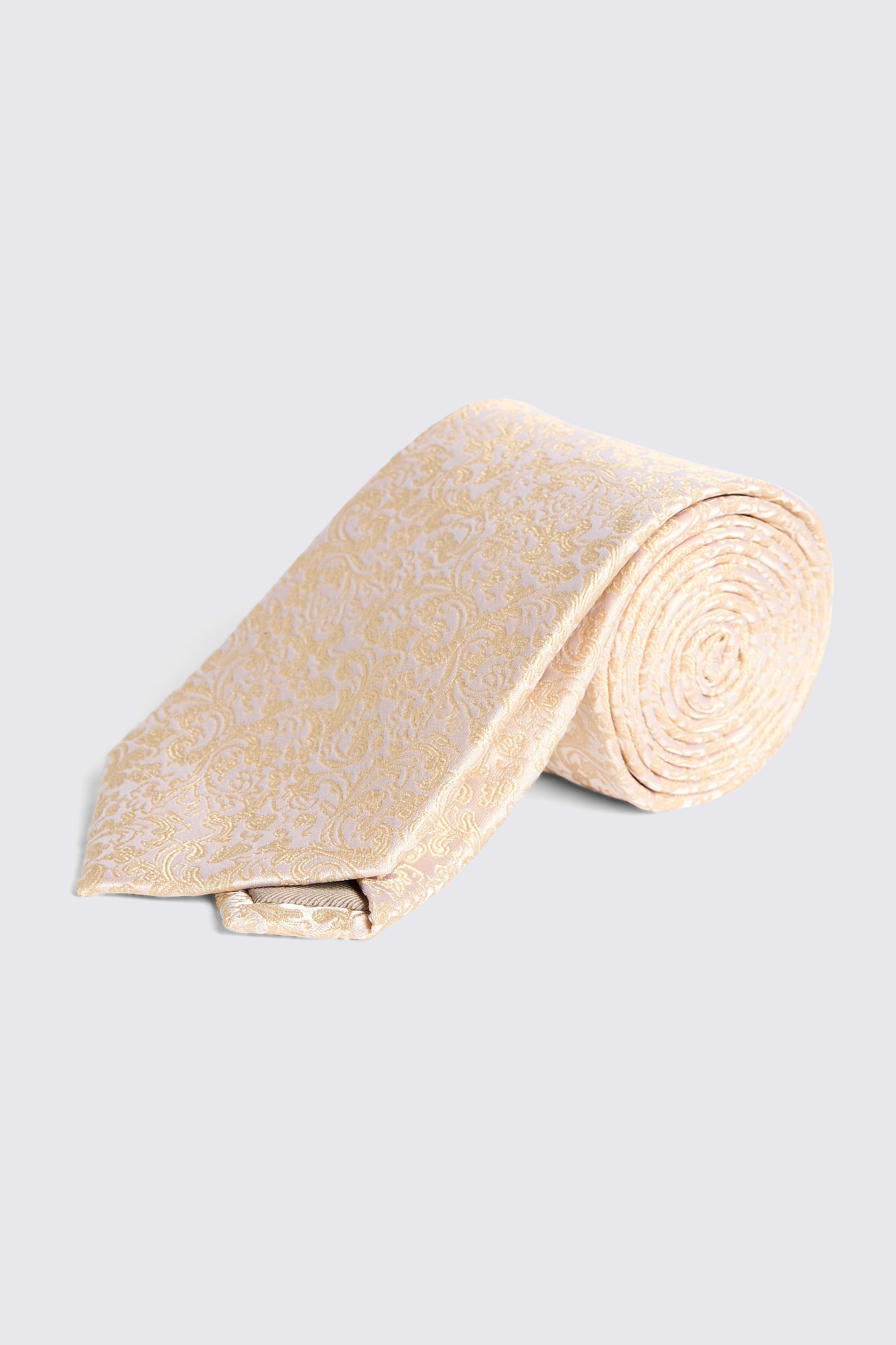 Champagne Floral Swirl Silk Tie