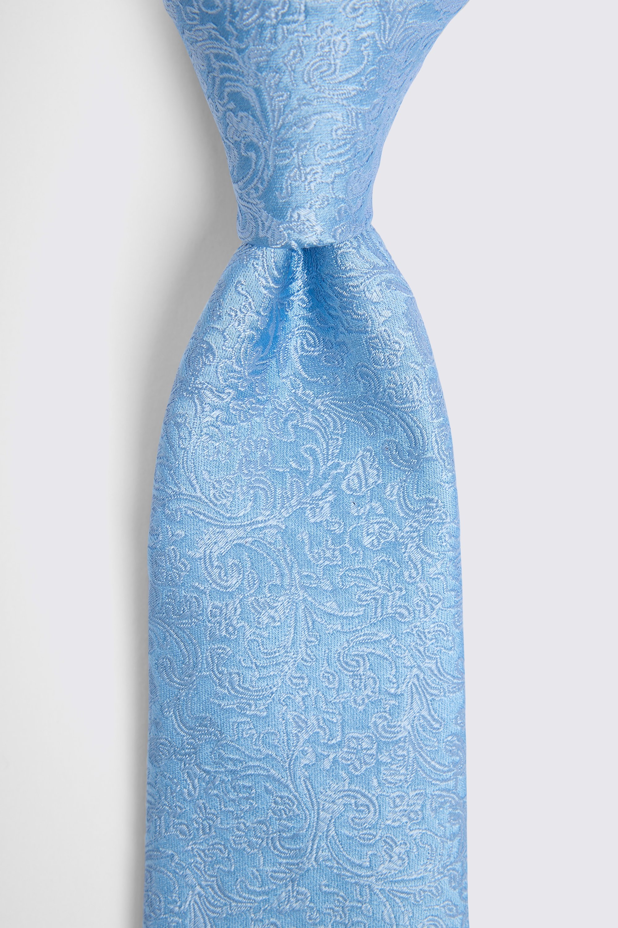 Sky Blue Floral Swirl Silk Tie