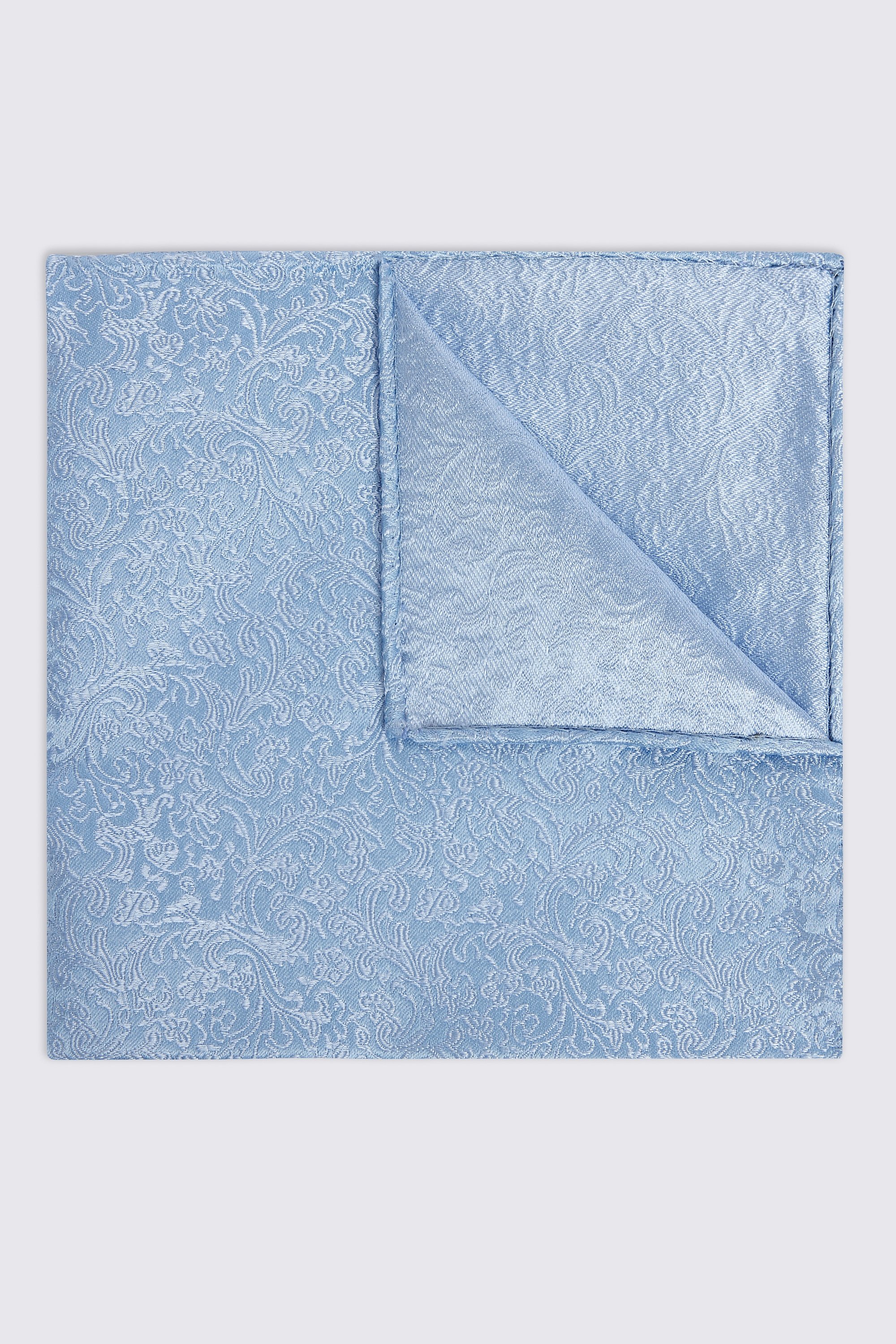 Sky Floral Swirl Silk Pocket Square