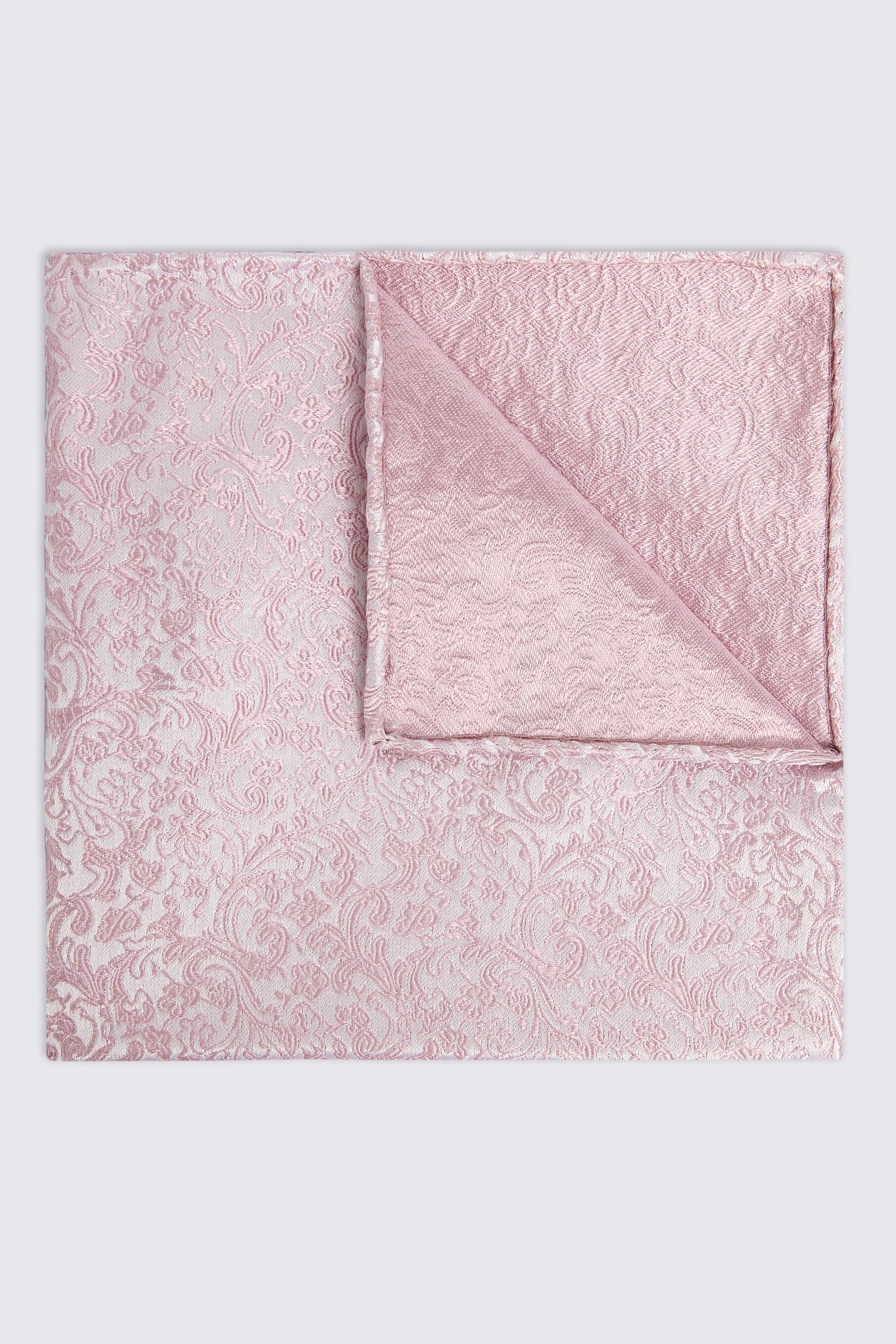 Dusty Pink Floral Swirl Silk Pocket Square
