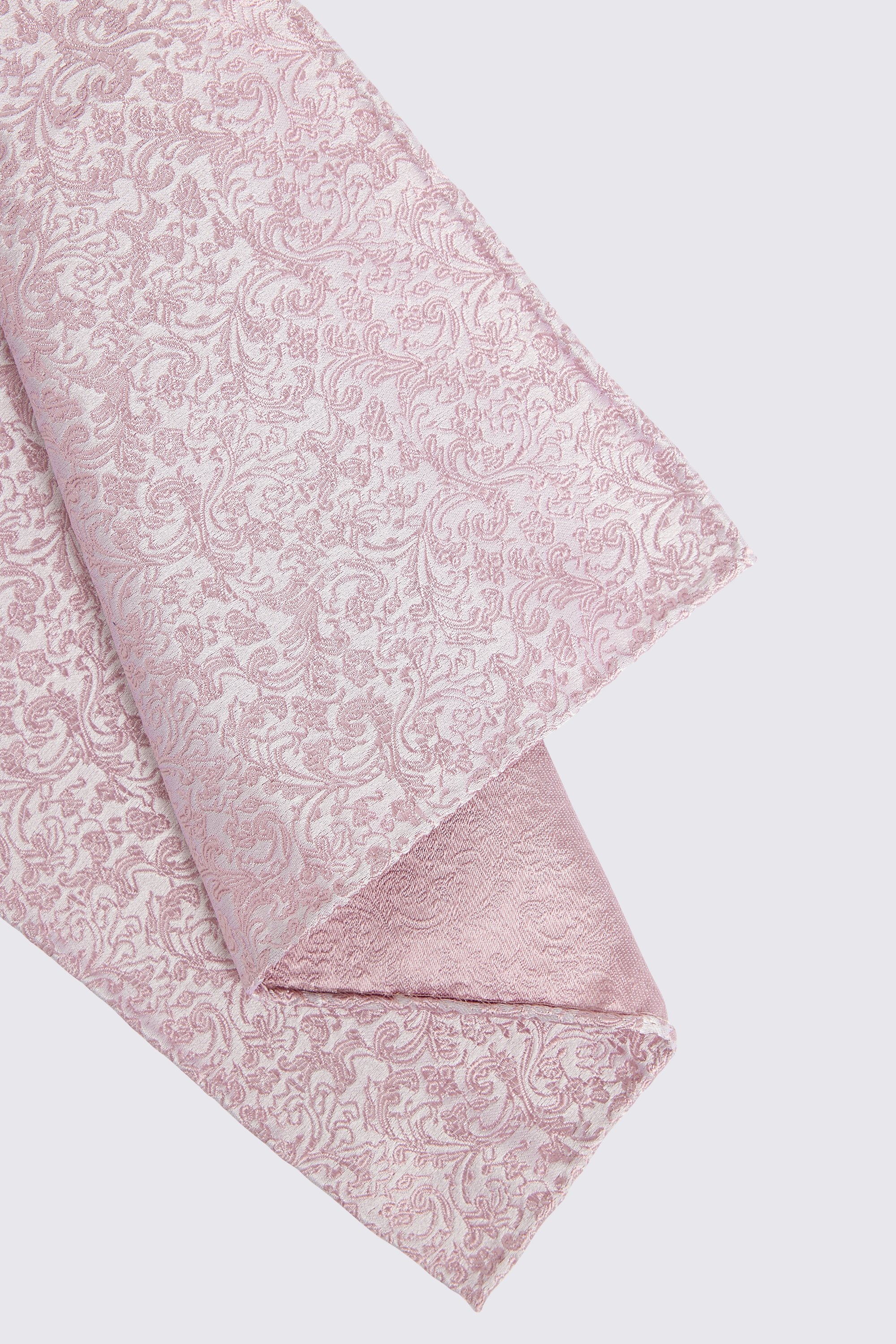 Dusty Pink Floral Swirl Silk Pocket Square