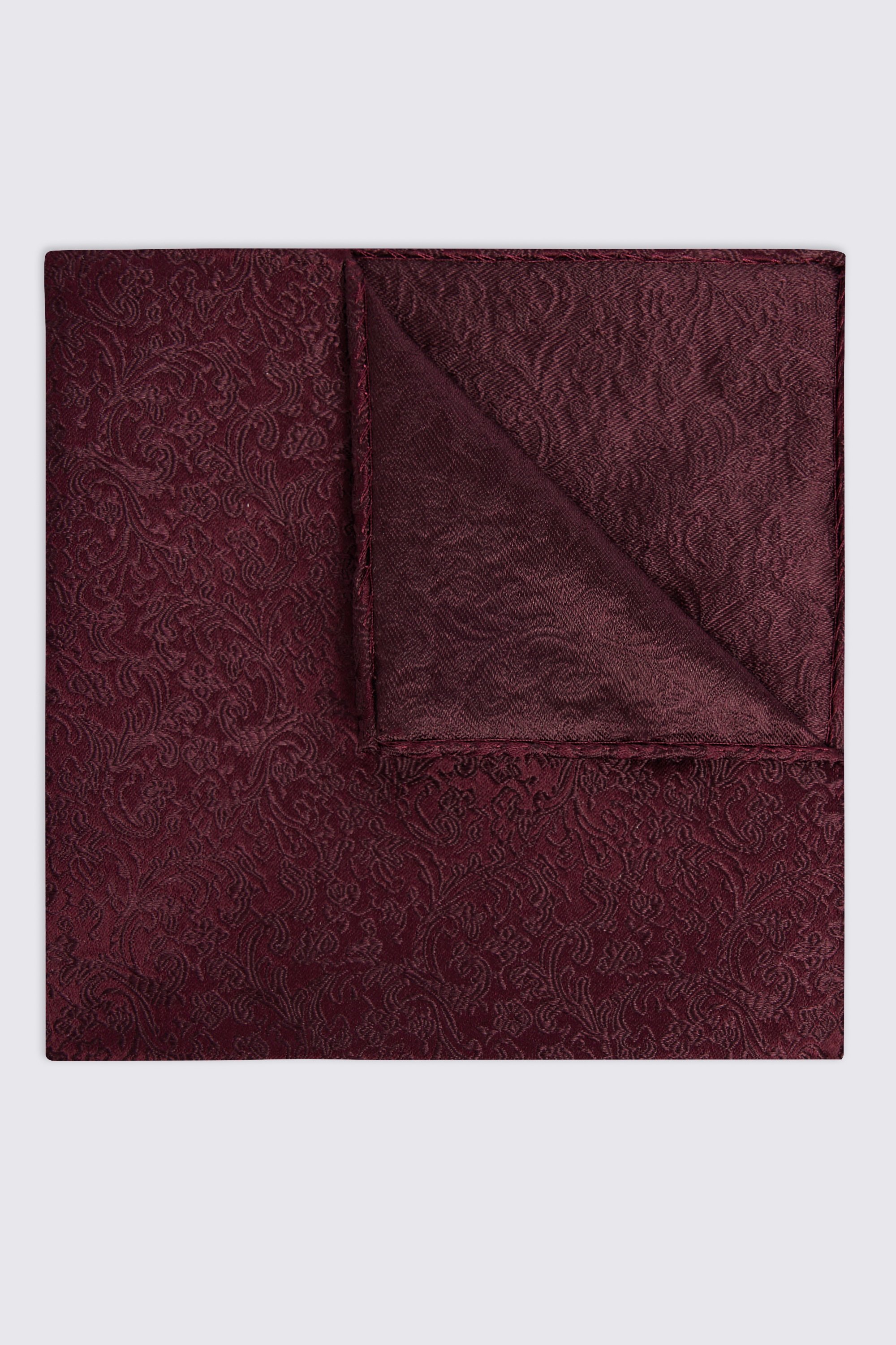 Burgundy Floral Swirl Silk Pocket Square