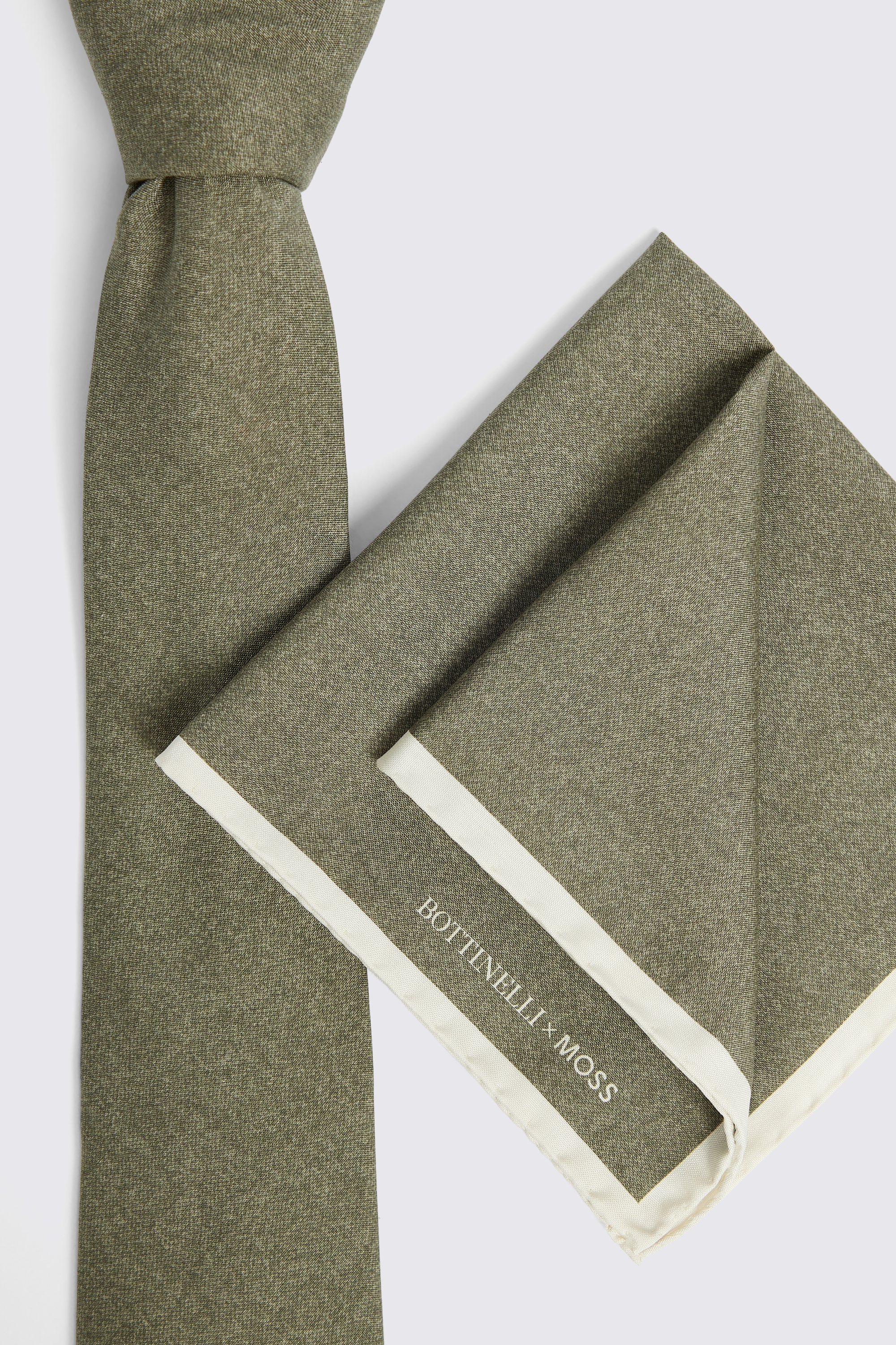 Bottinelli Olive Semi-Plain Silk Tie