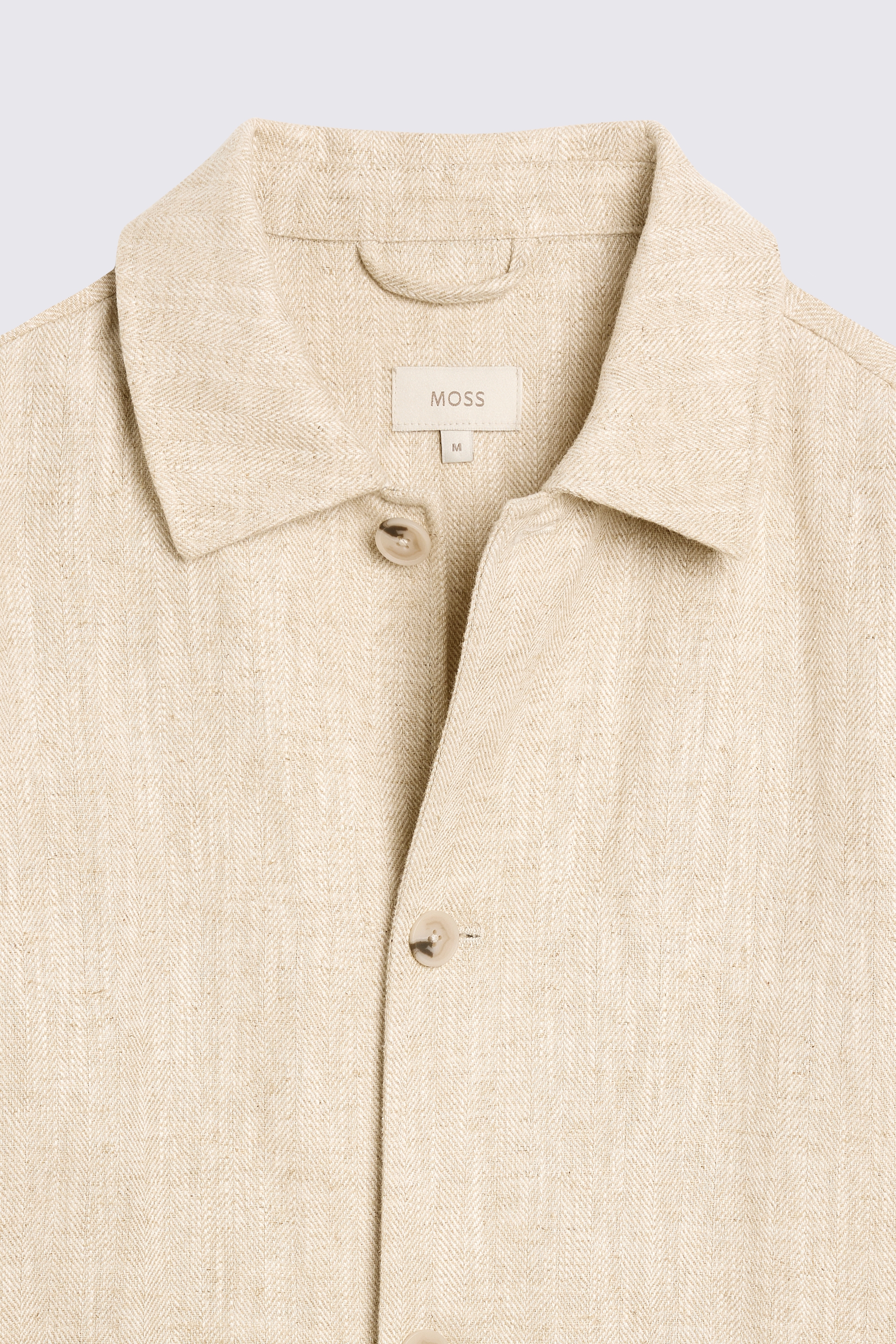 Ecru Herringbone Simplified Shacket