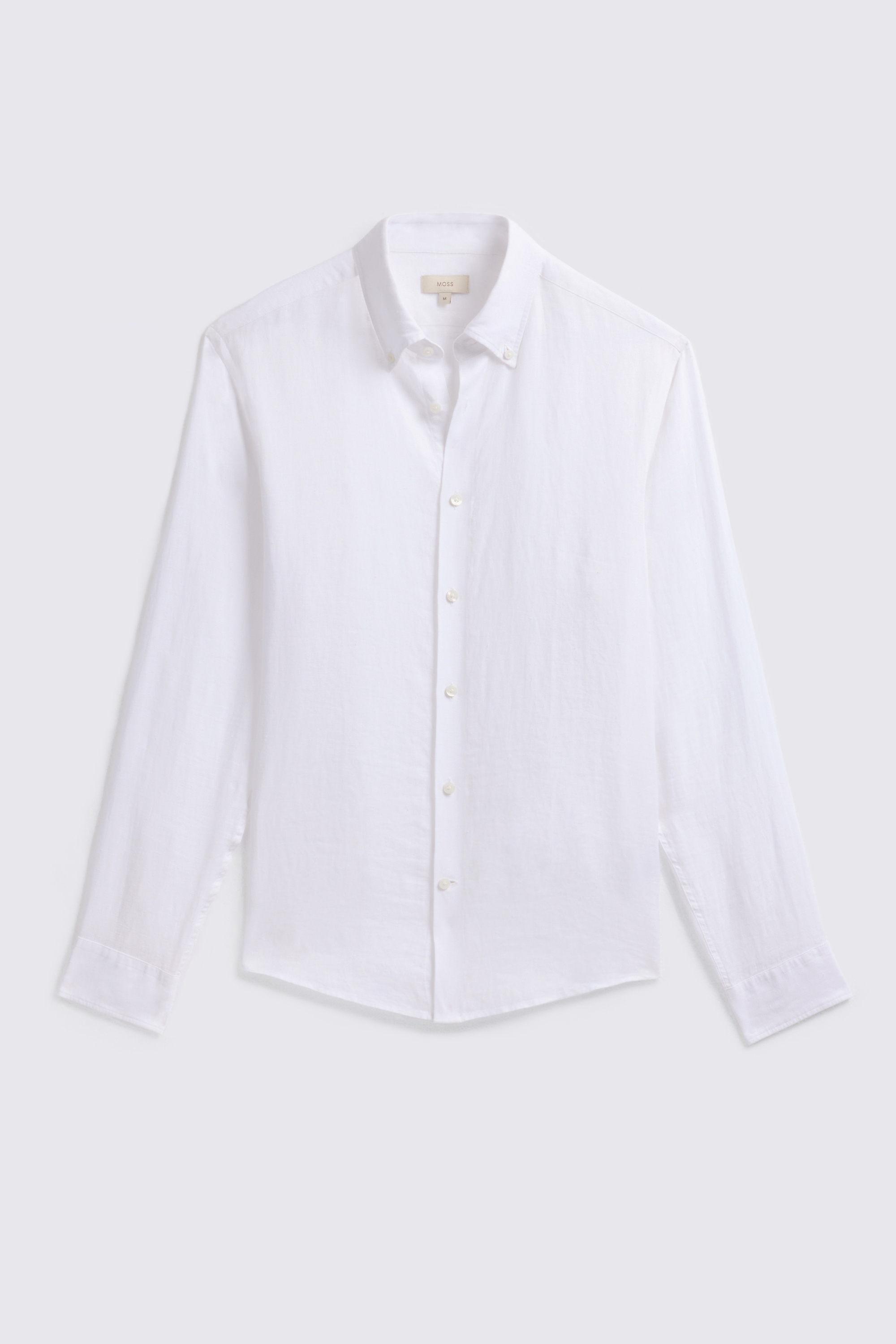White Button Down Collar Linen Shirt
