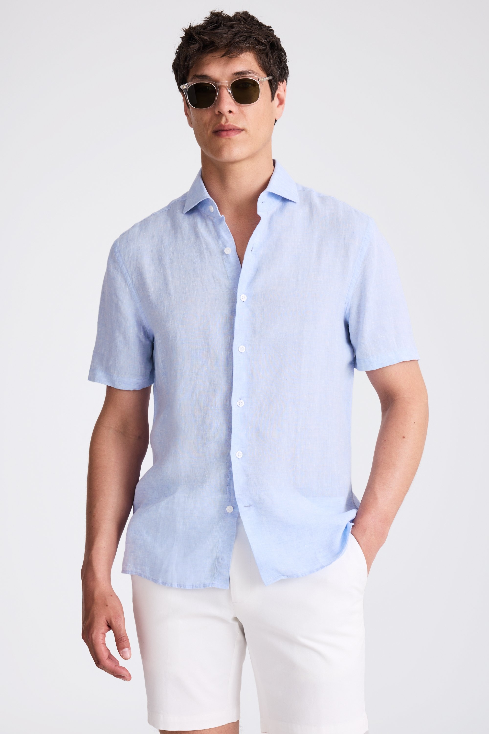 Sky Short Sleeve Linen Shirt