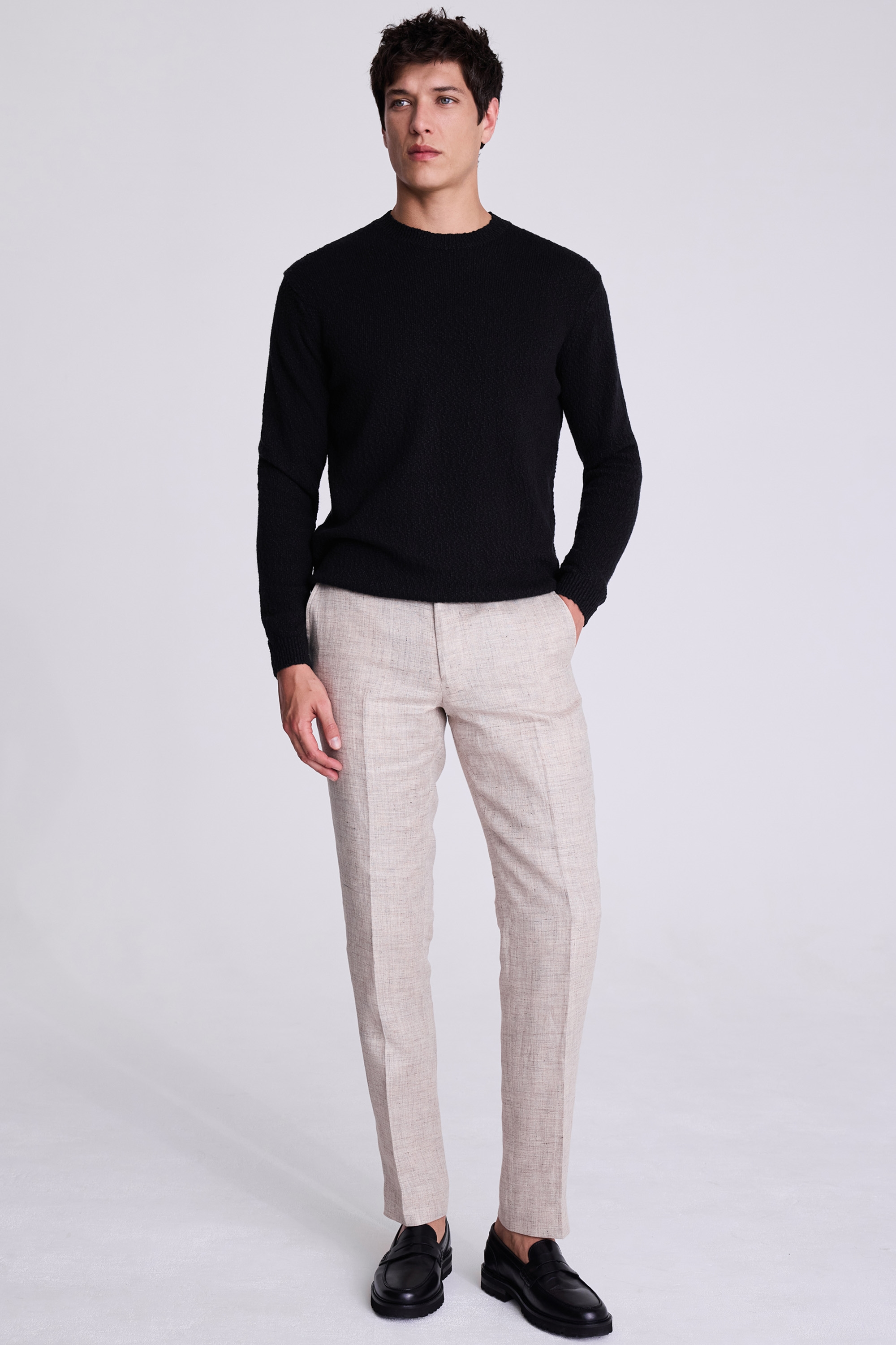 Black Slouchy Bouclé Crew Neck Jumper