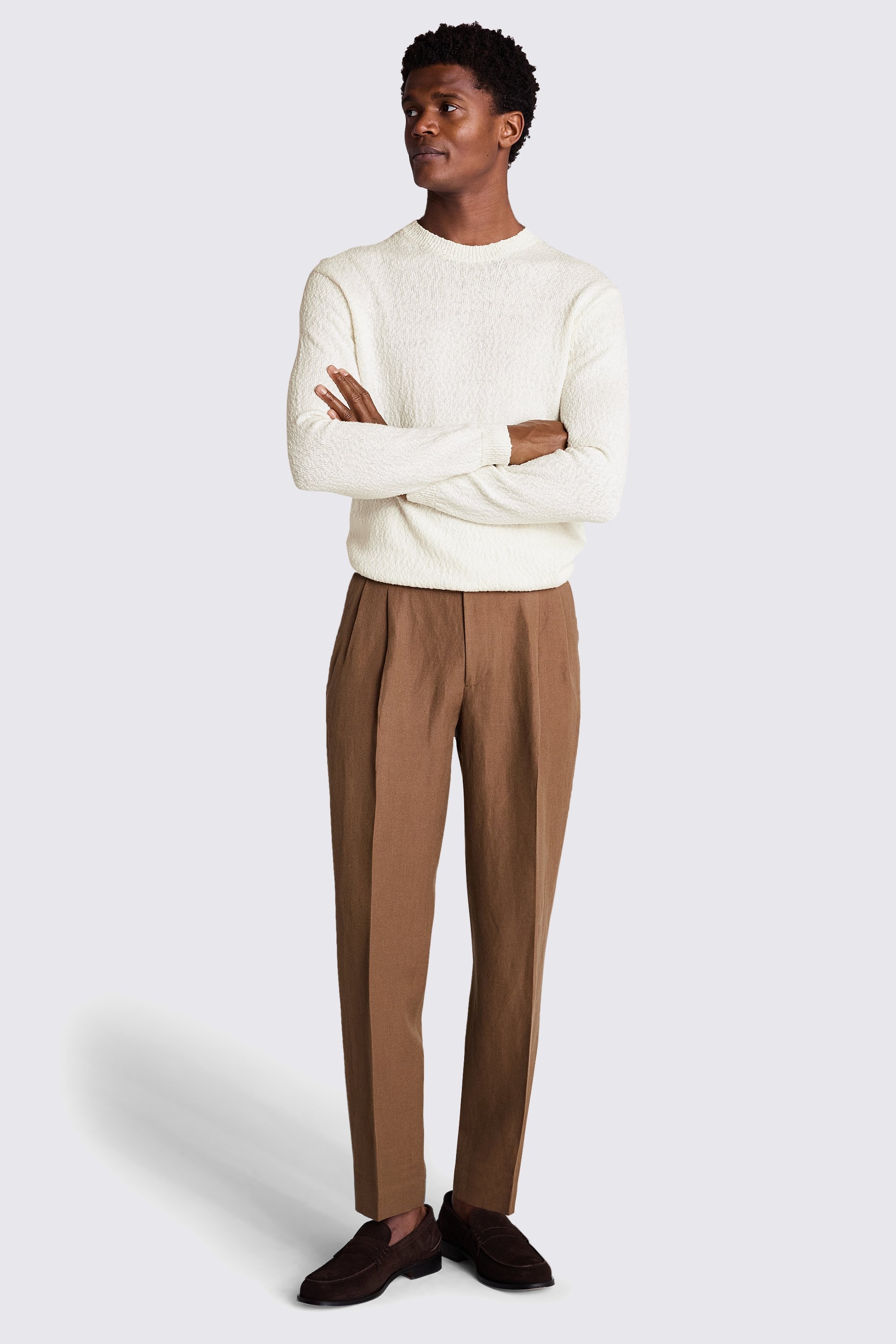 Ecru Slouchy Bouclé Crew Neck Jumper