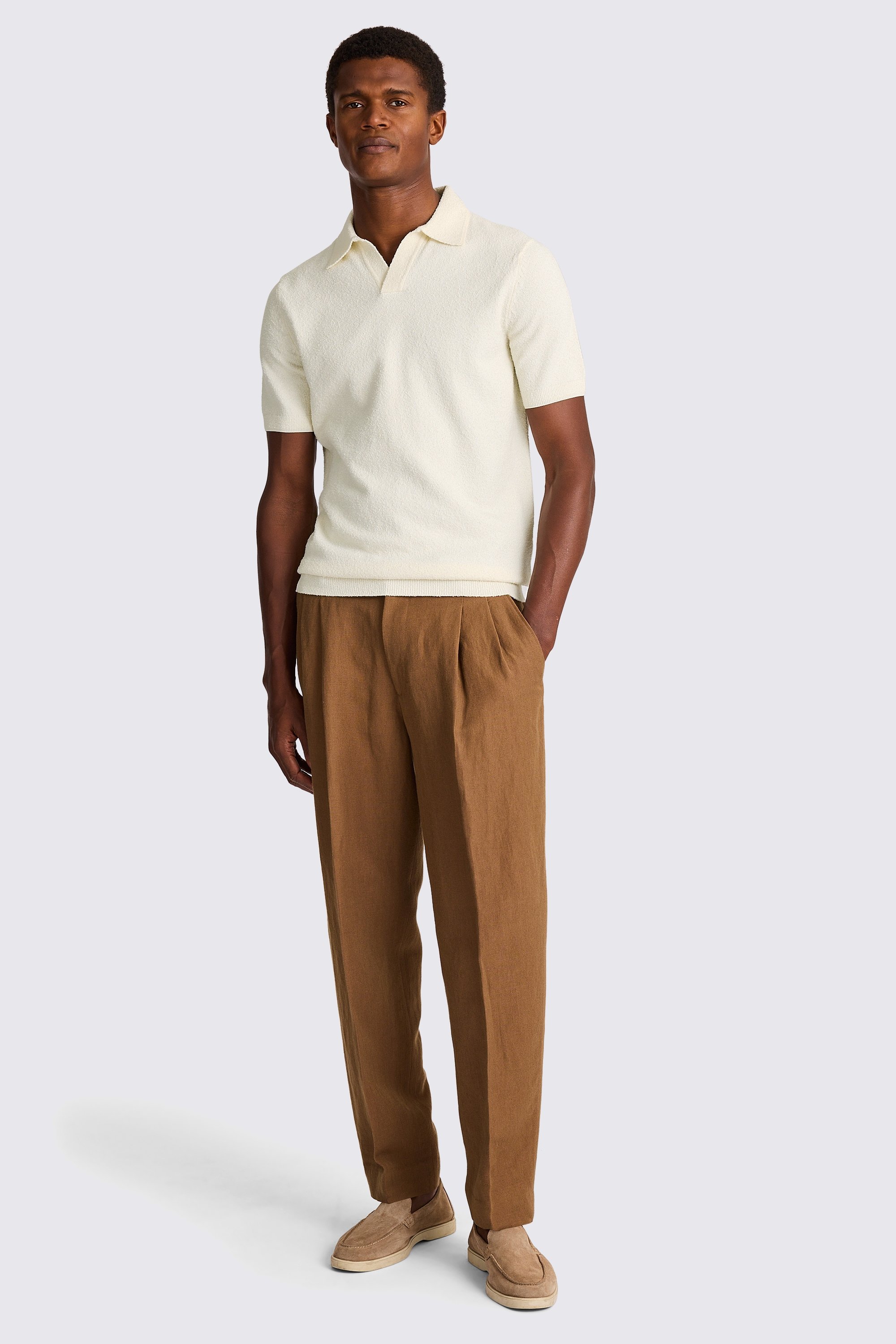 White Bouclé Skipper Polo