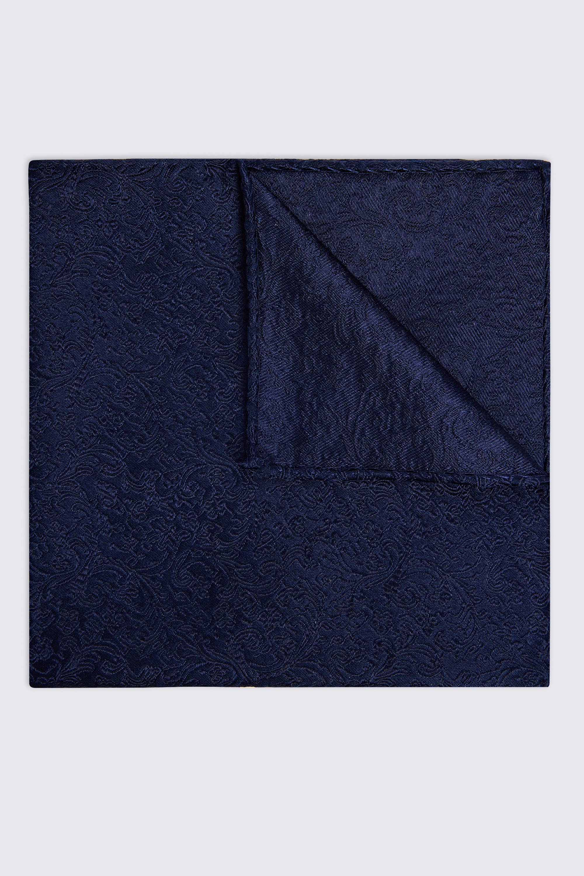 Navy Floral Swirl Silk Pocket Square