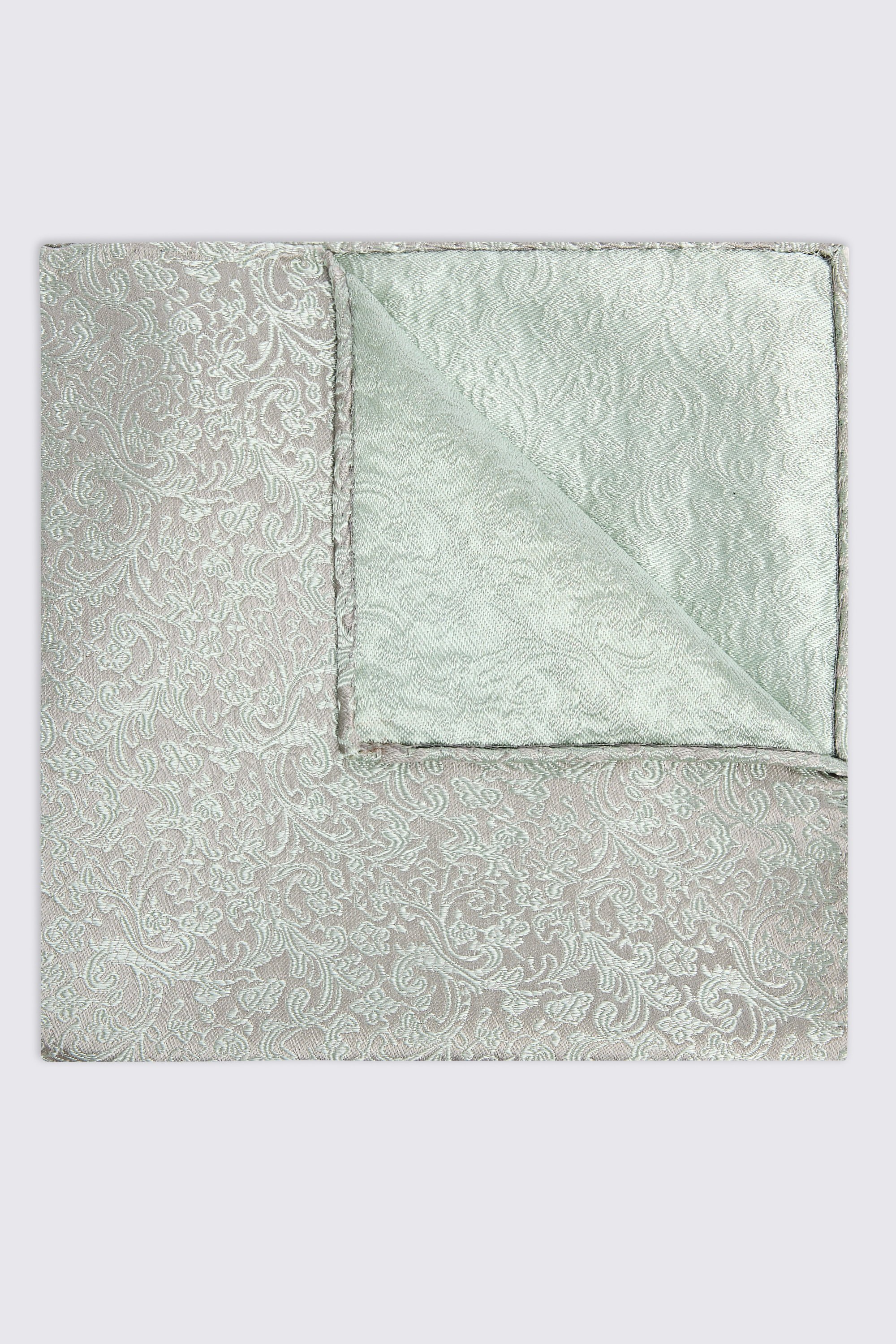 Sage Floral Swirl Silk Pocket Square