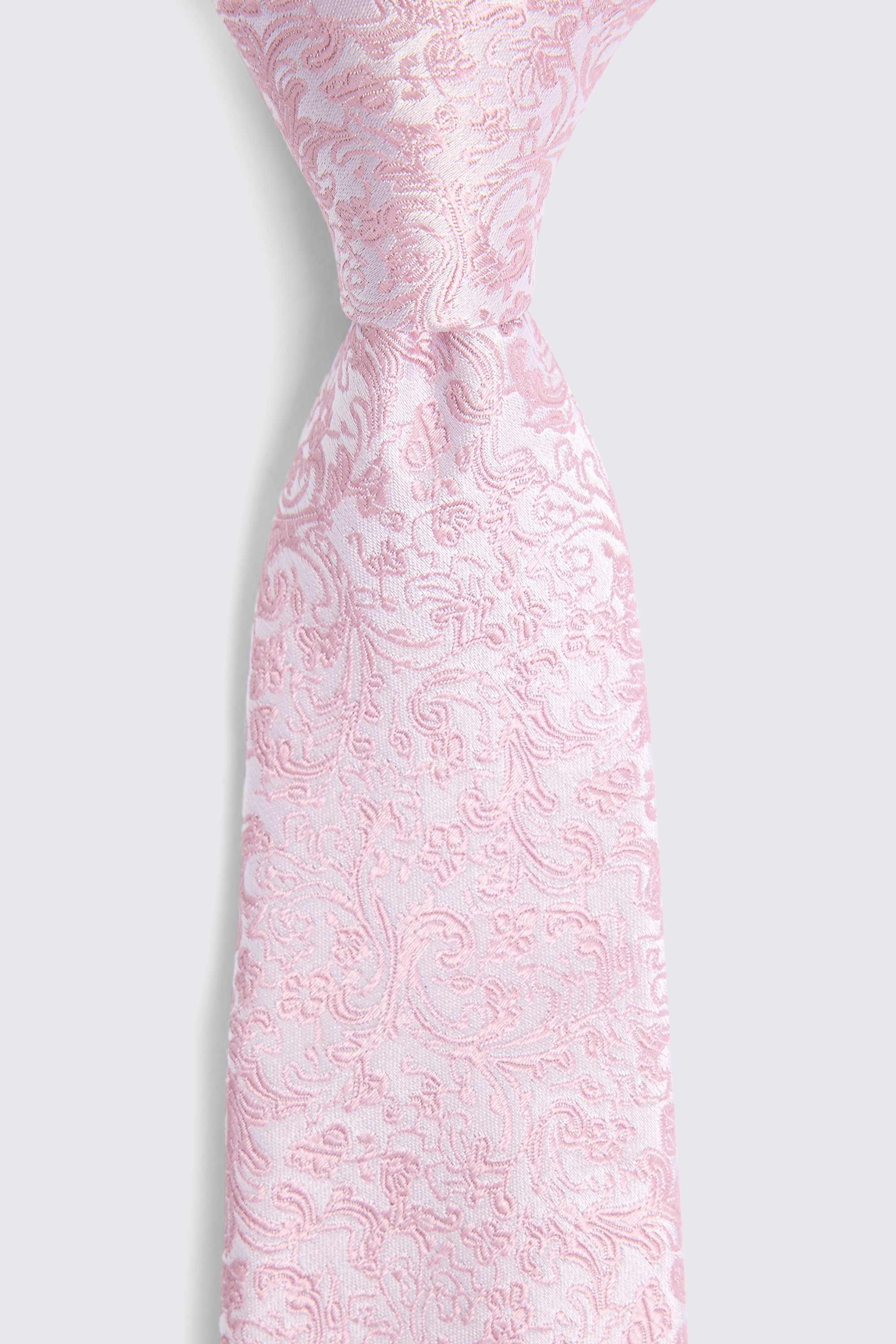 Dusty Pink Floral Swirl Silk Tie