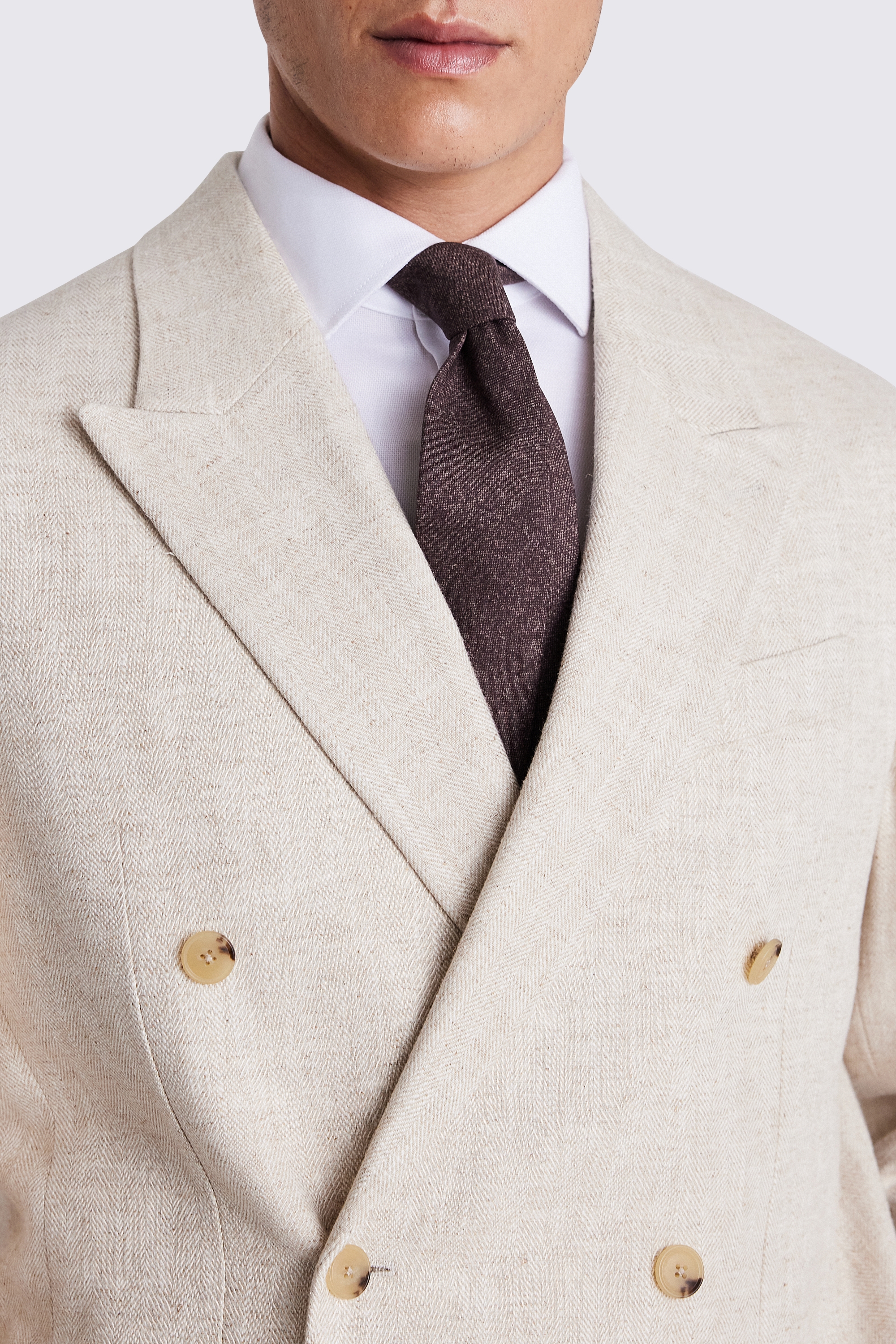 Relaxed Fit Ecru Herringbone Jacket