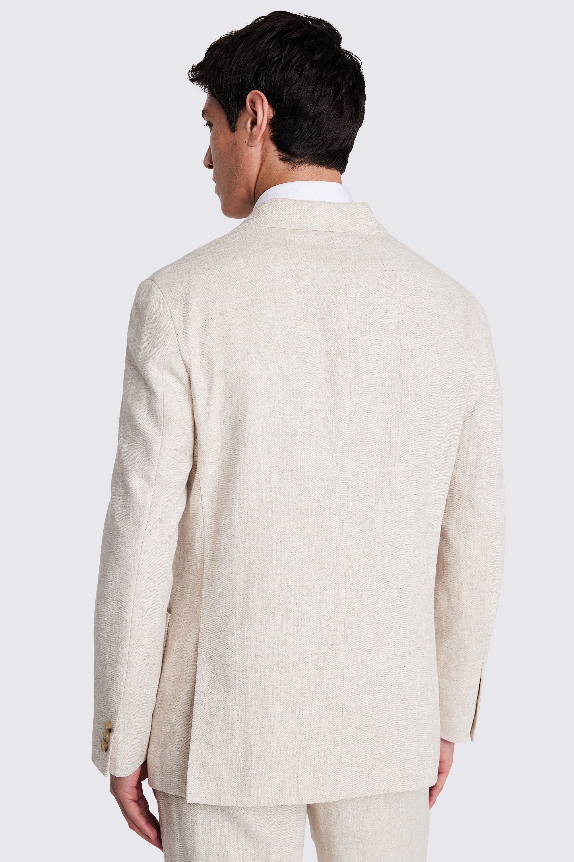 Relaxed Fit Ecru Herringbone Jacket