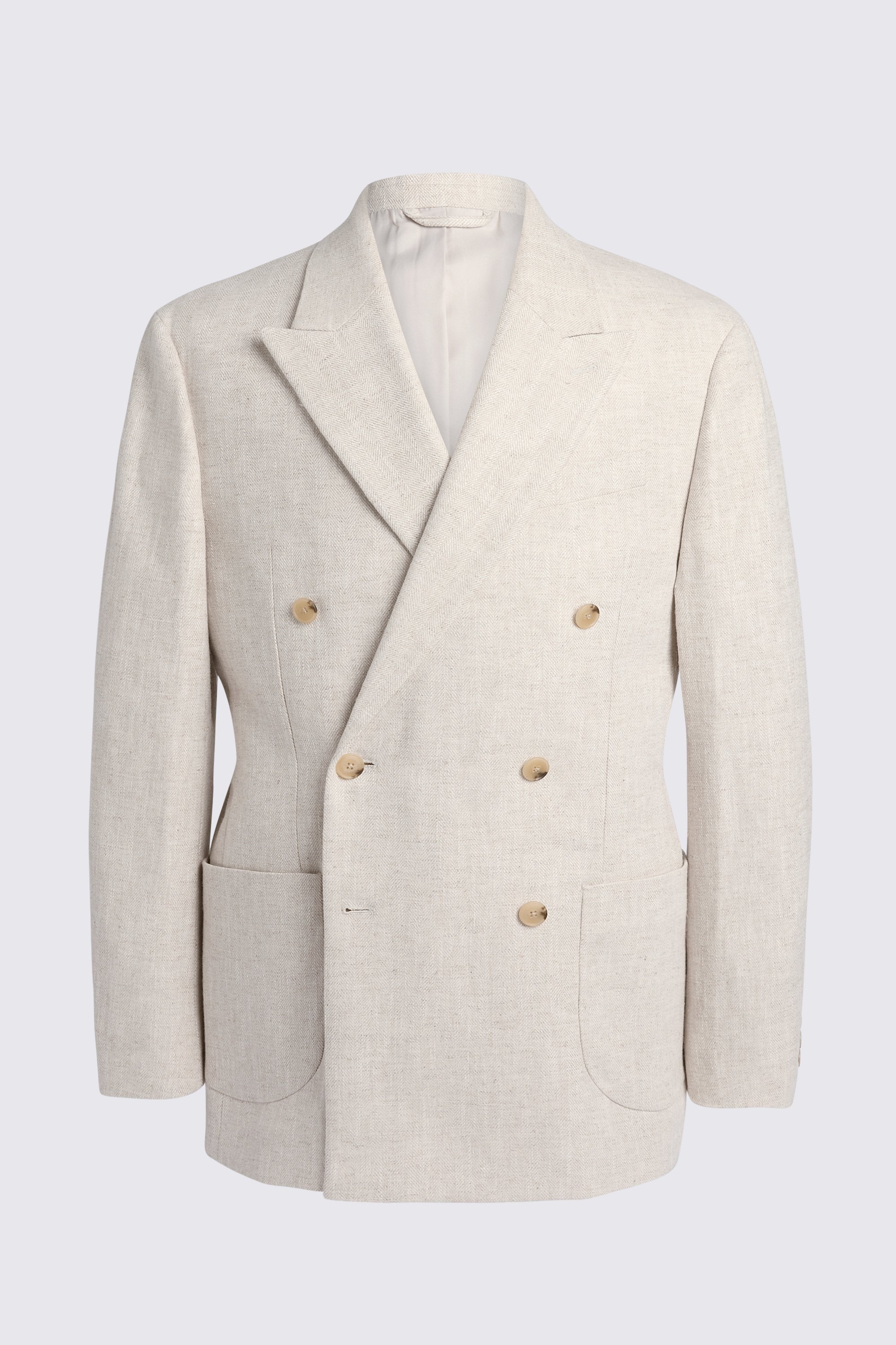 Relaxed Fit Ecru Herringbone Jacket