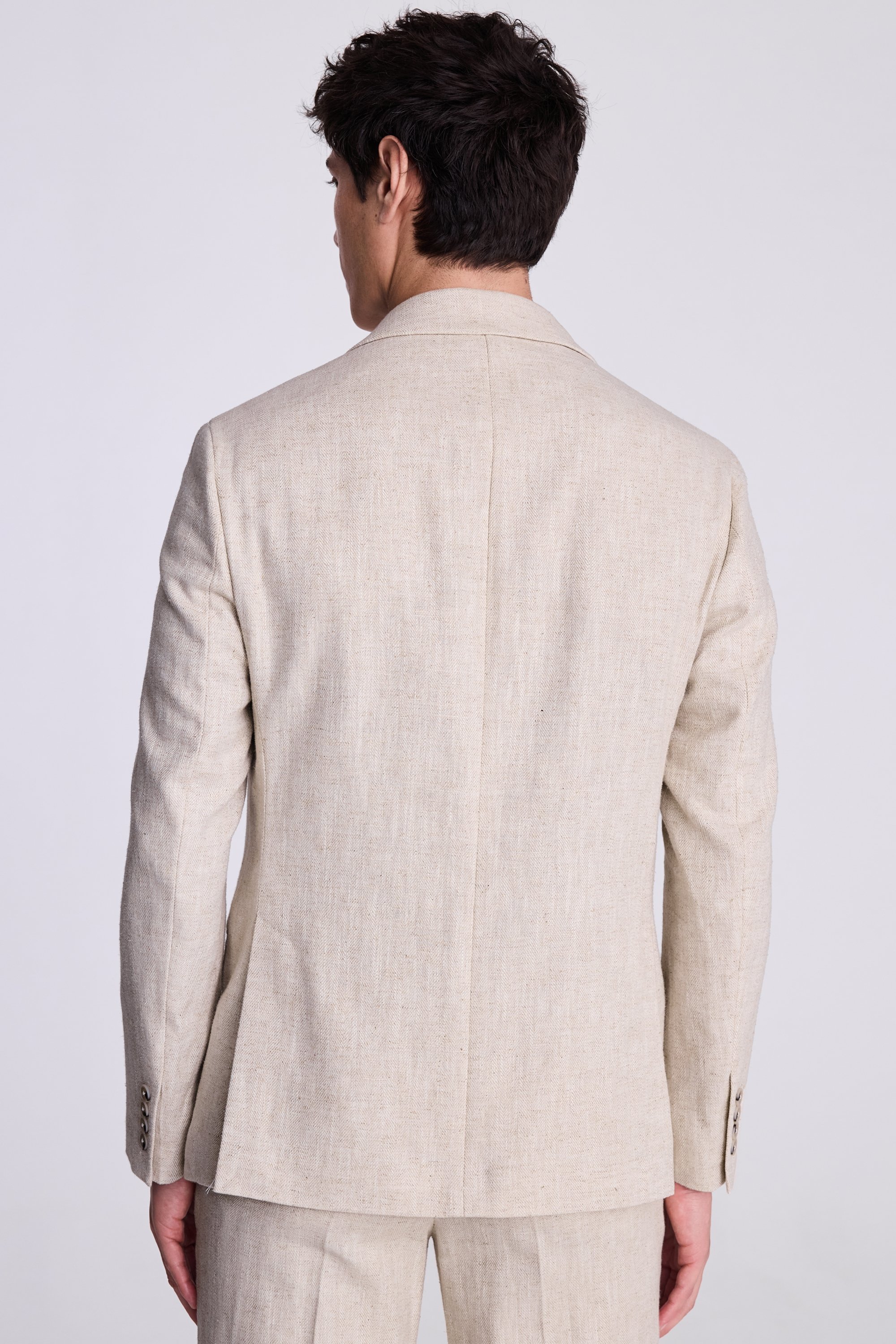Tailored Fit Ecru Herringbone Suit
