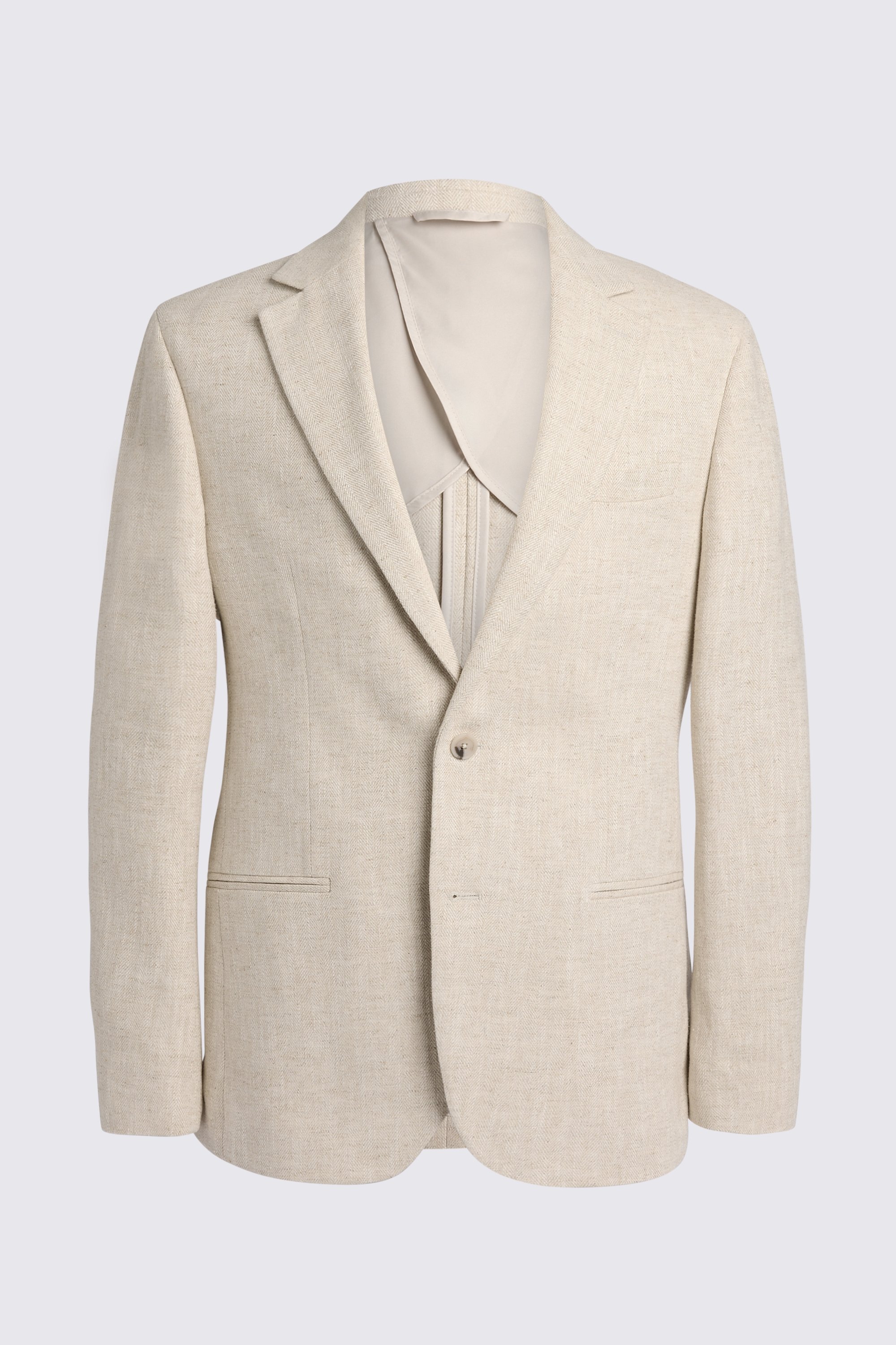 Tailored Fit Ecru Herringbone Suit