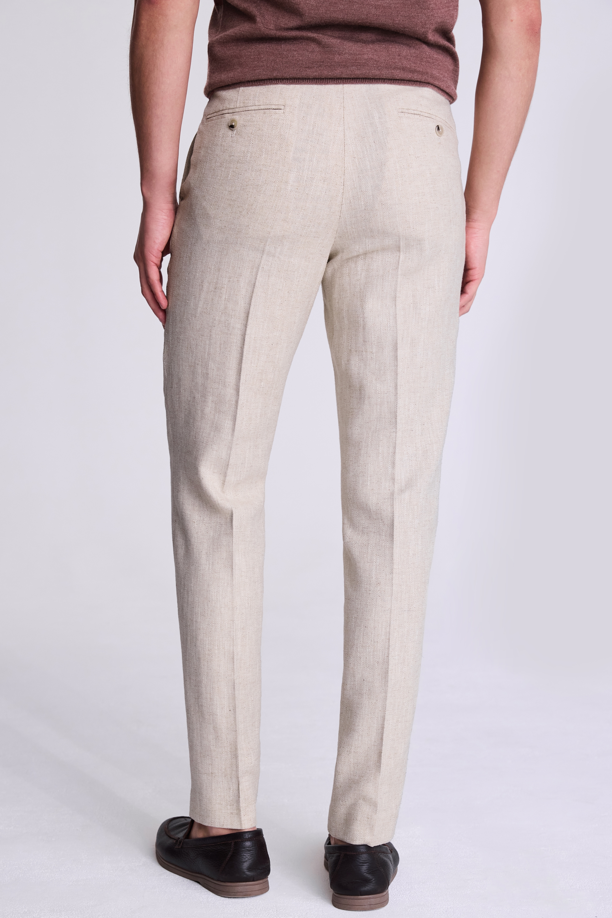 Tailored Ecru Herringbone Pants