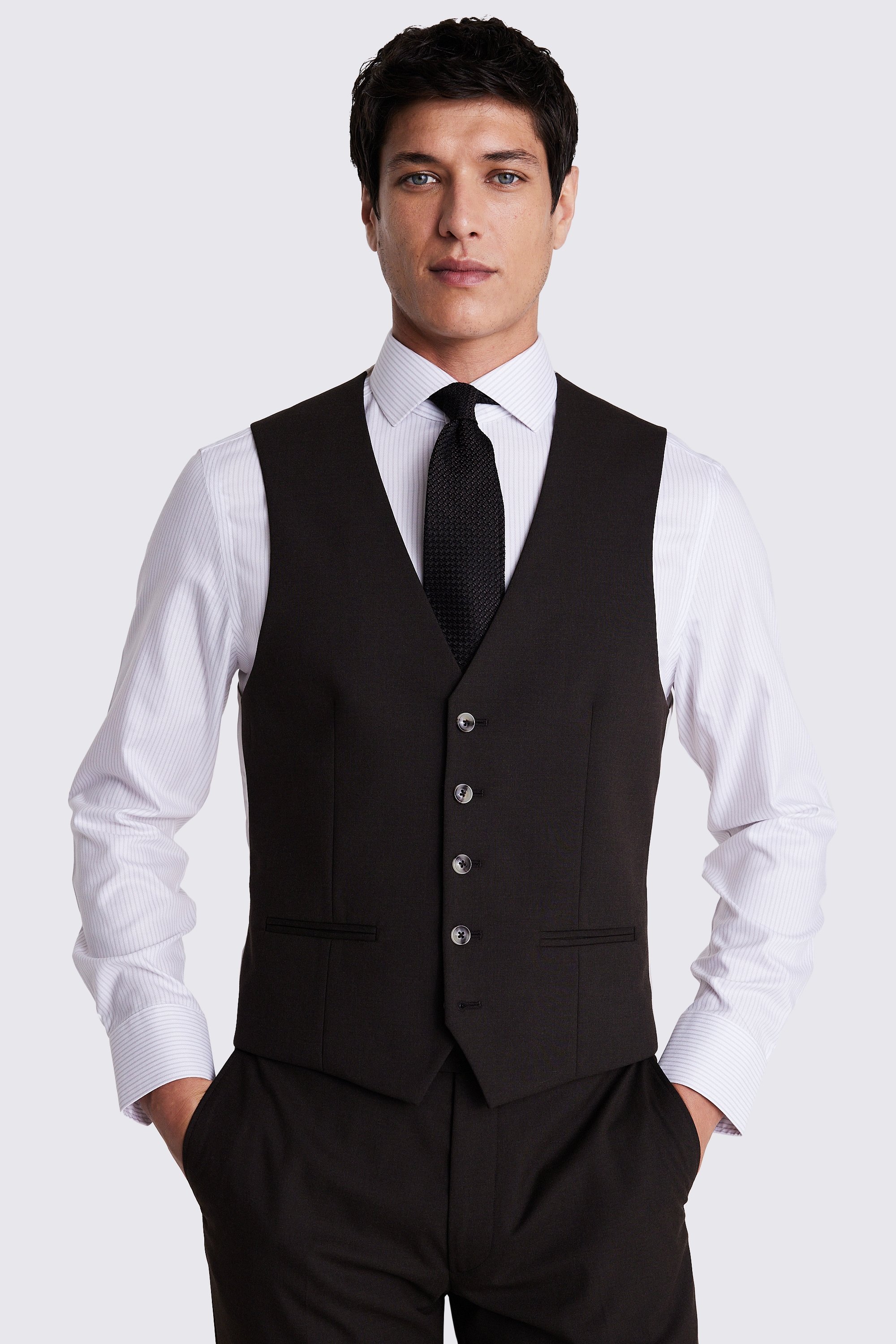 Slim Fit Brown Waistcoat