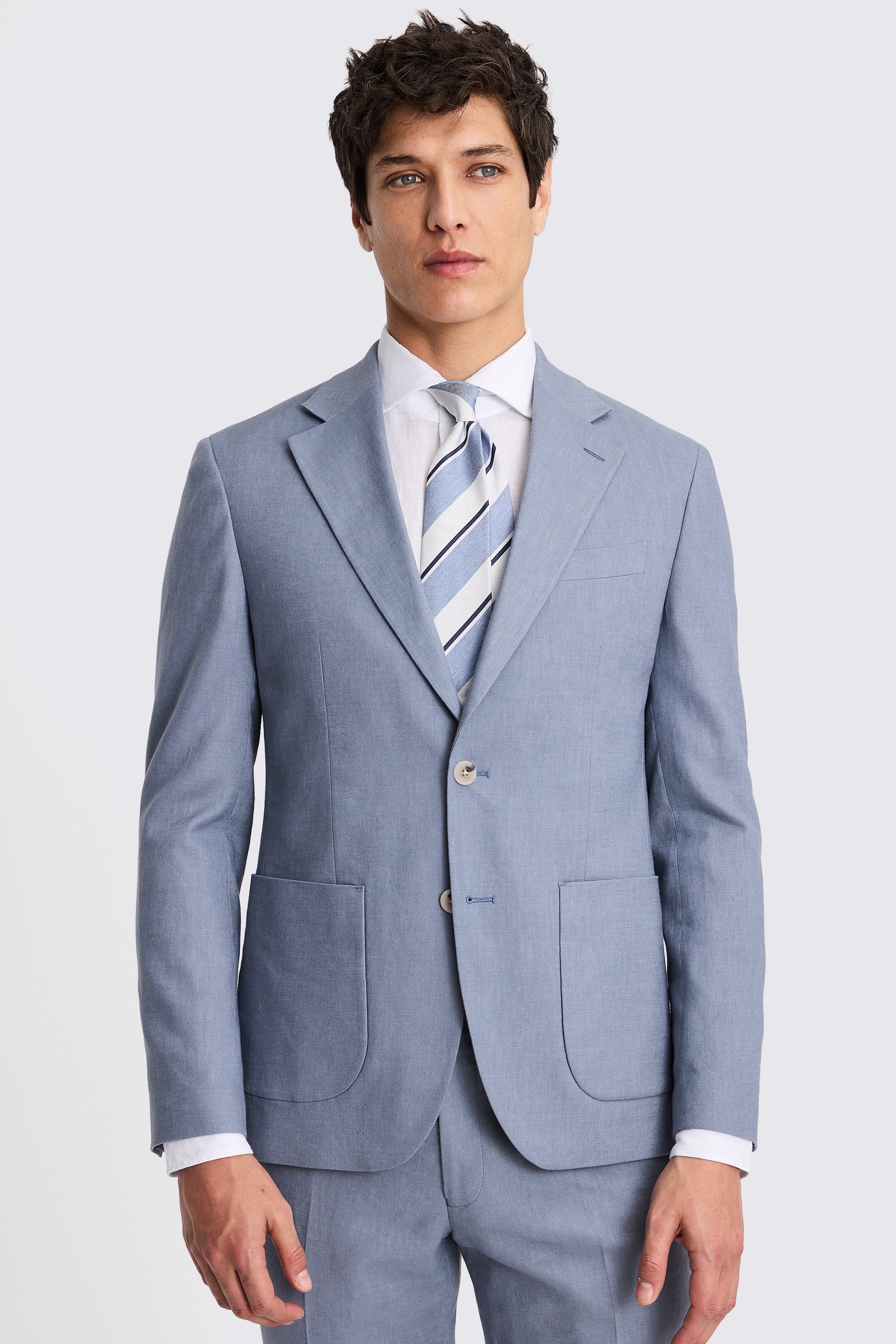 Custom Made steel blue matte linen suit