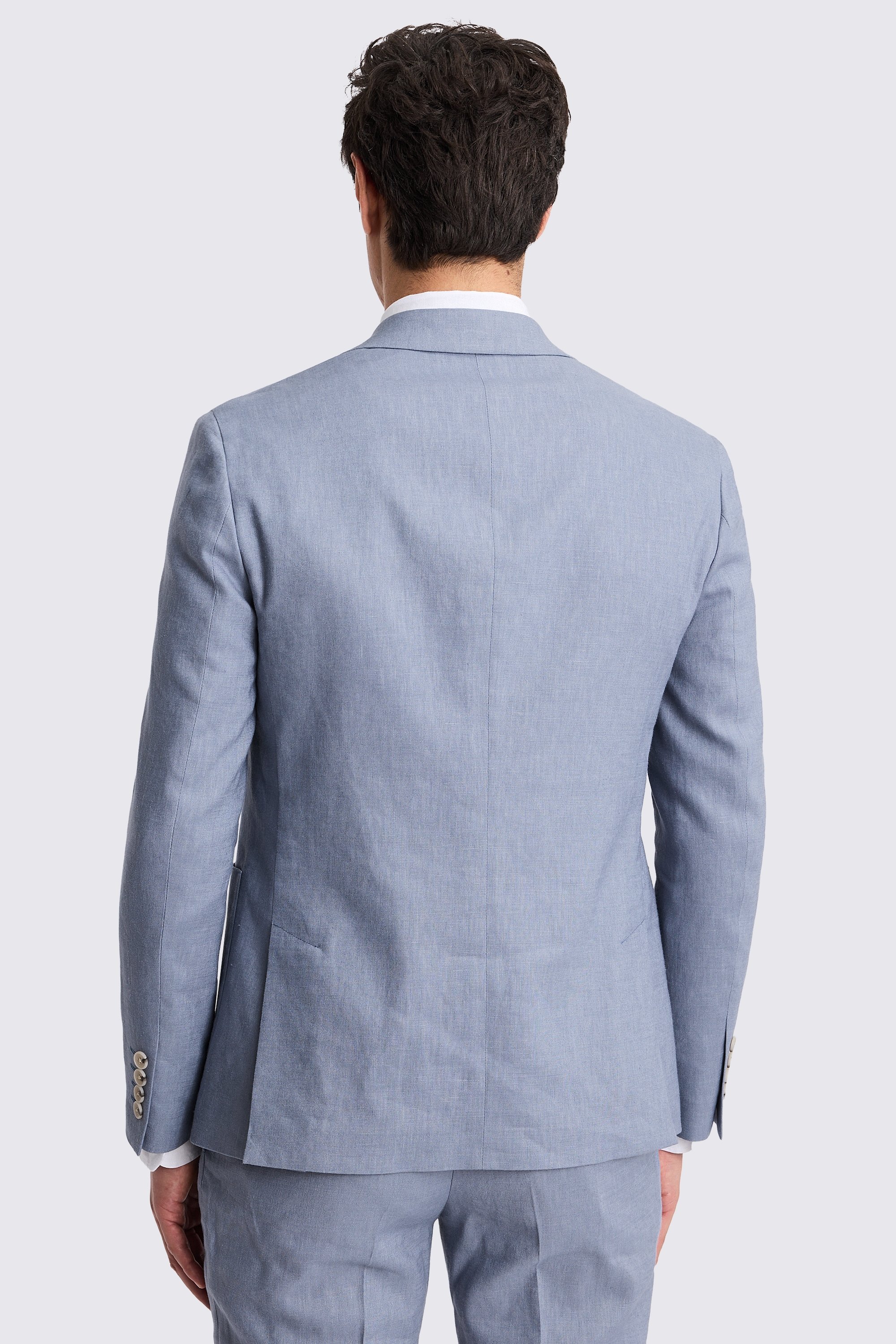 Custom Made steel blue matte linen suit