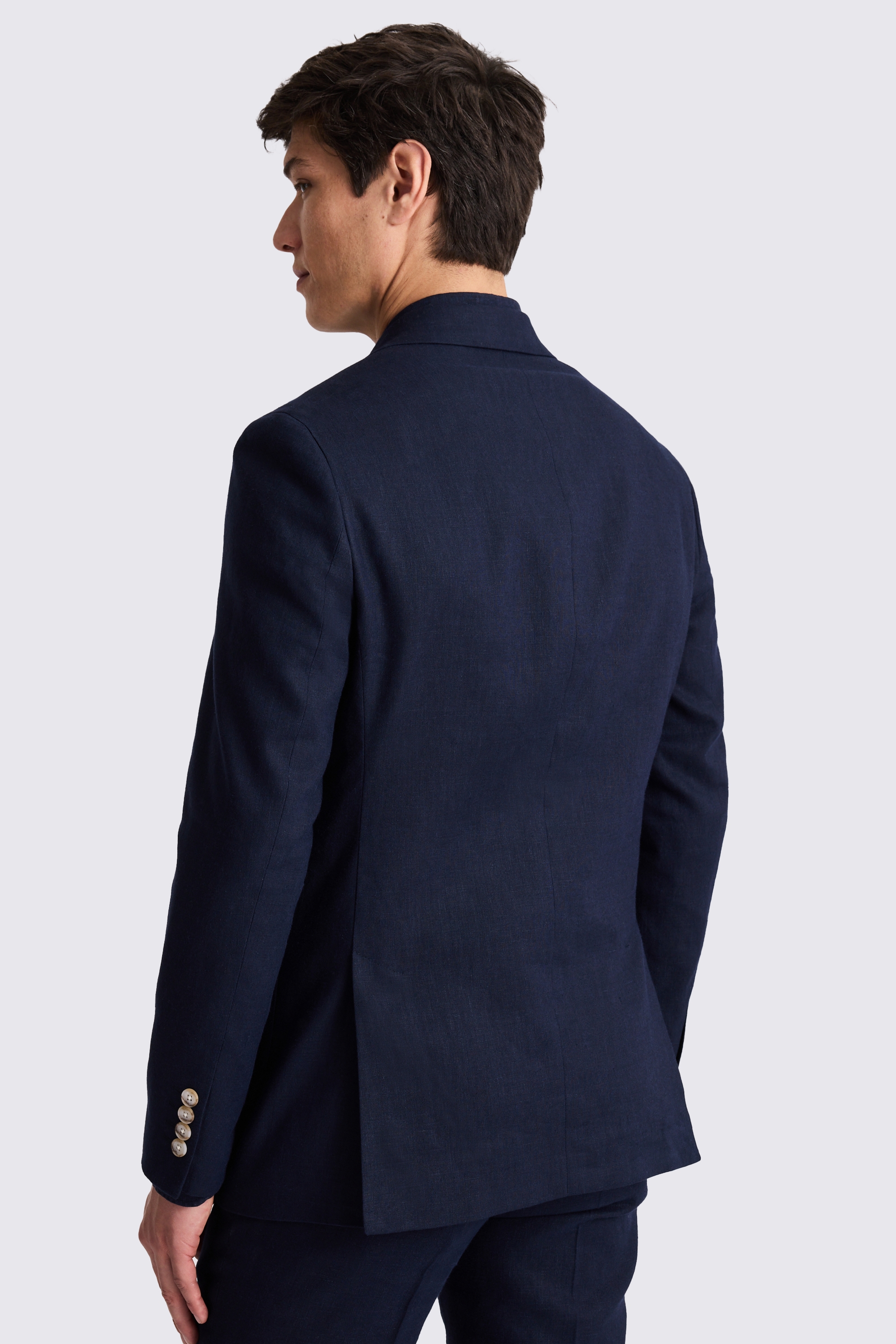 Tailored Fit Navy Matte Linen Suit
