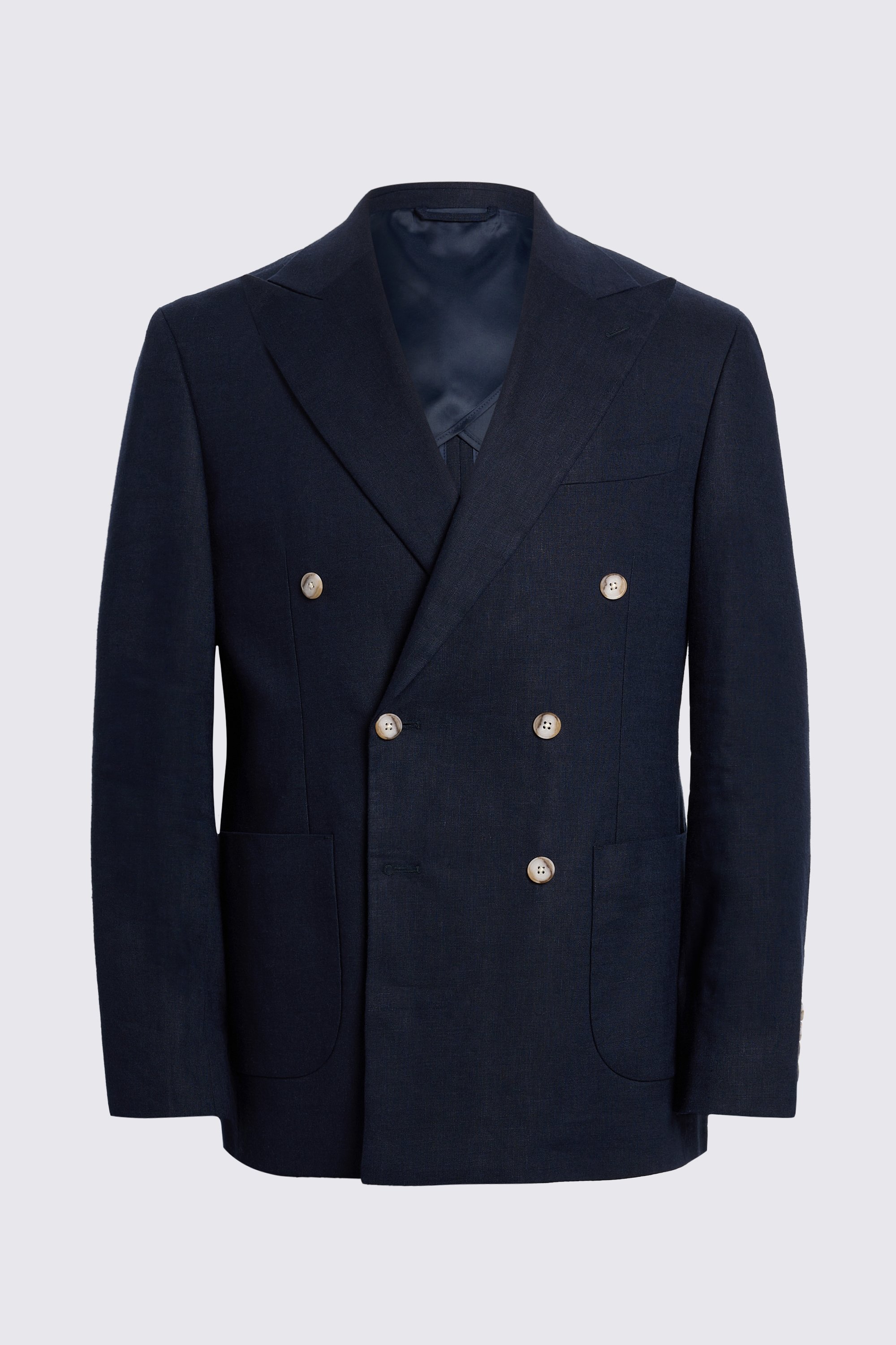Tailored Fit Navy Matte Linen Suit