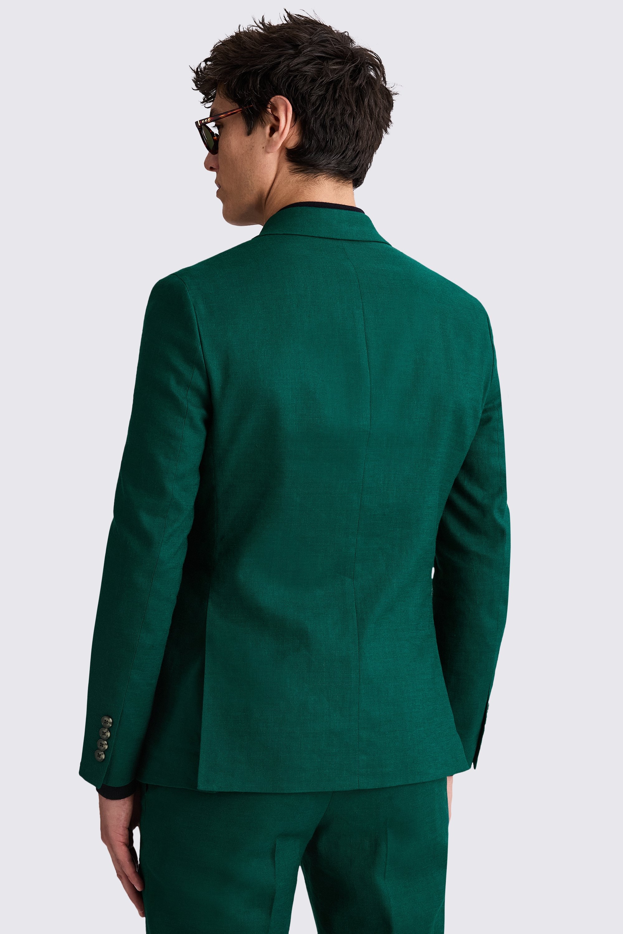 Slim Fit Emerald Matte Linen Jacket