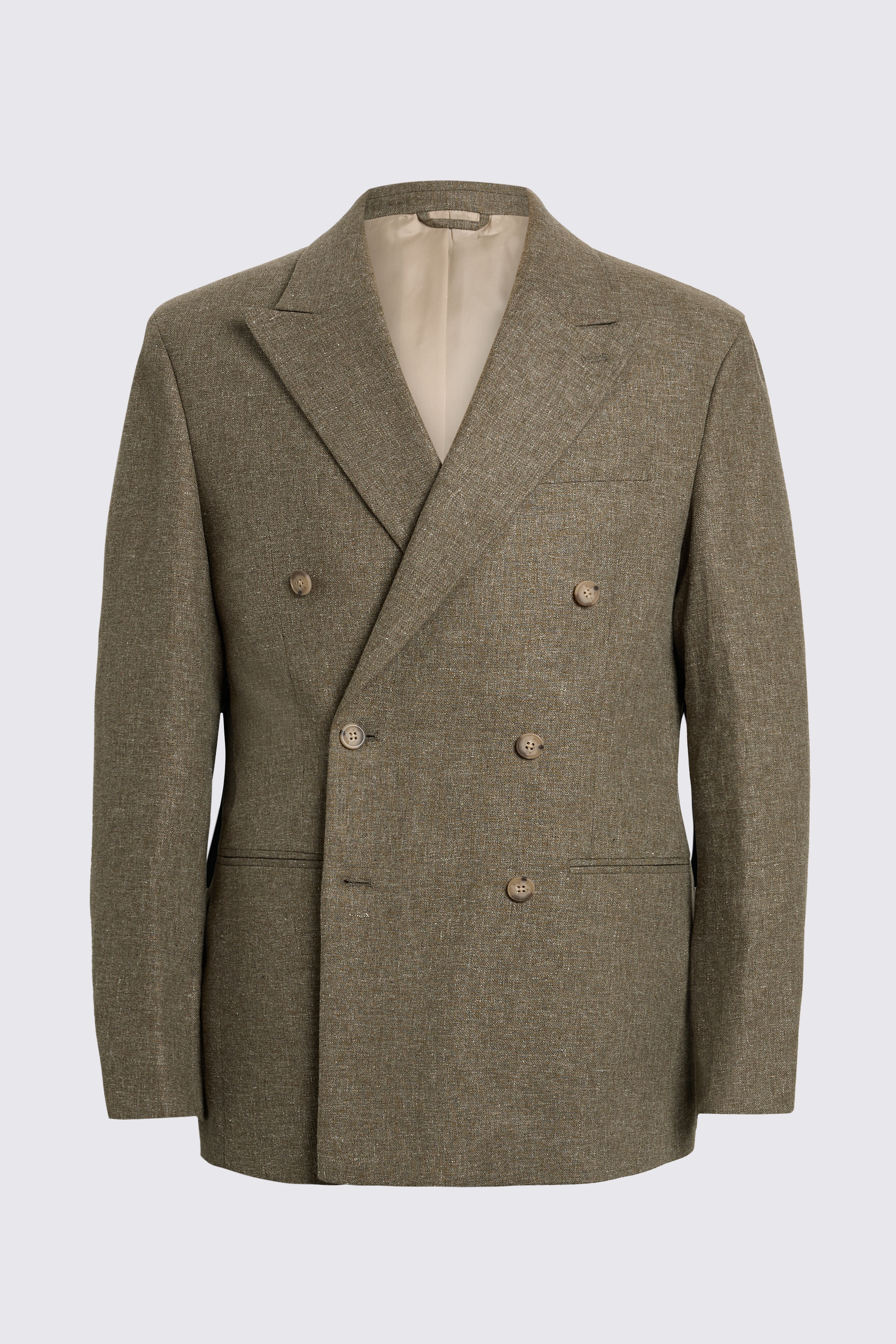 Relaxed Fit Khaki Cotton Linen Suit