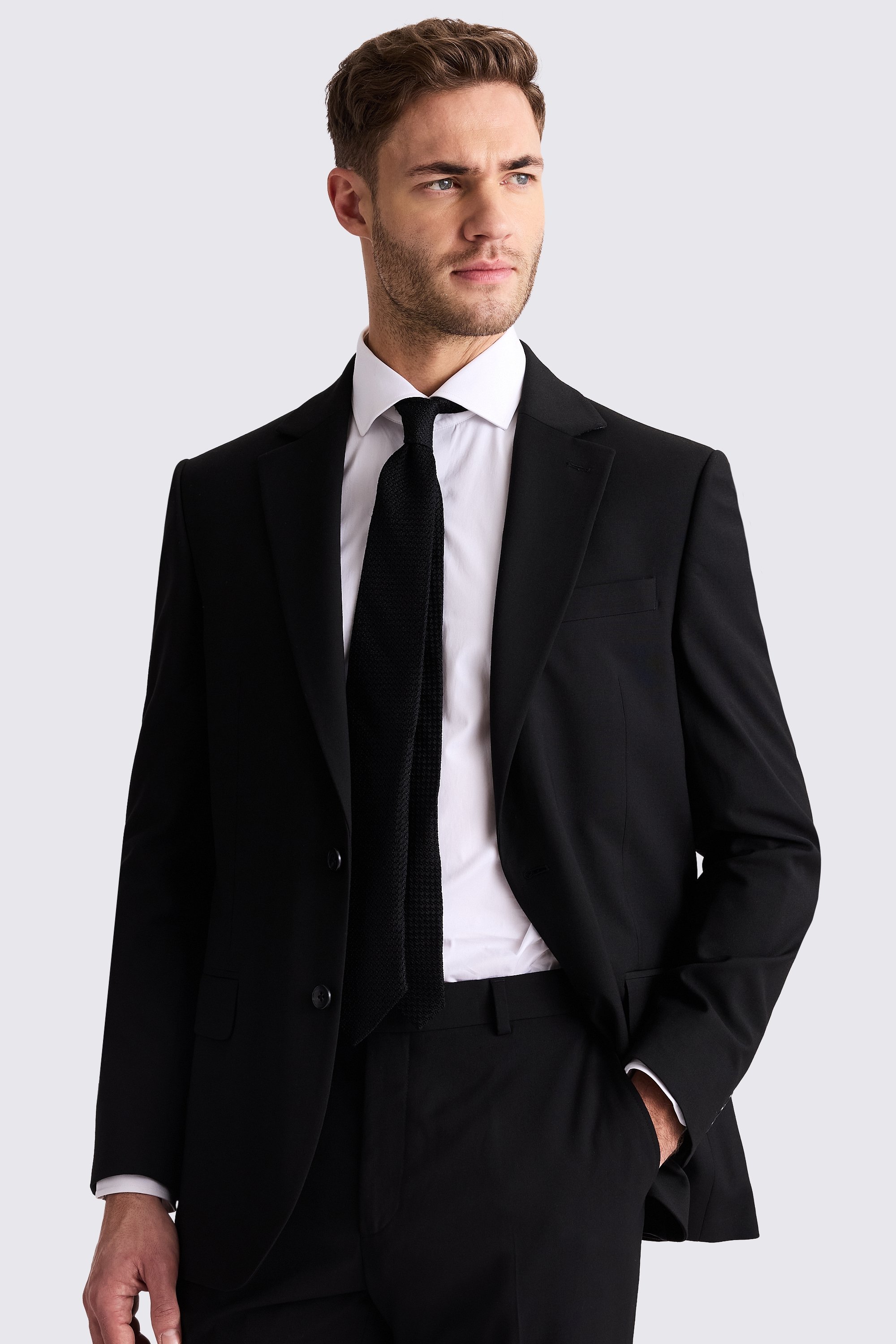Tailored Fit Black Stretch Suit