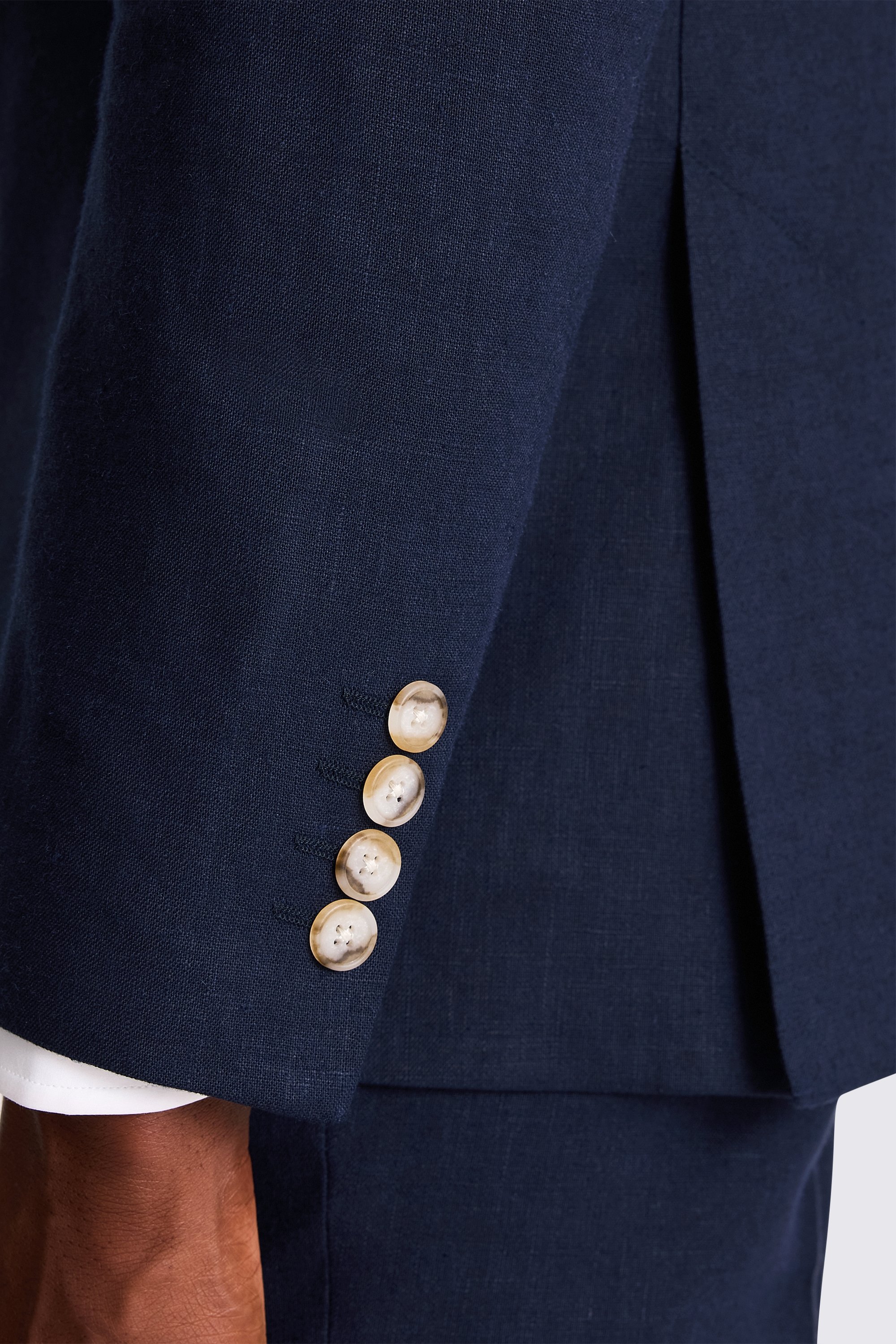 Tailored Fit Navy Matte Linen Suit