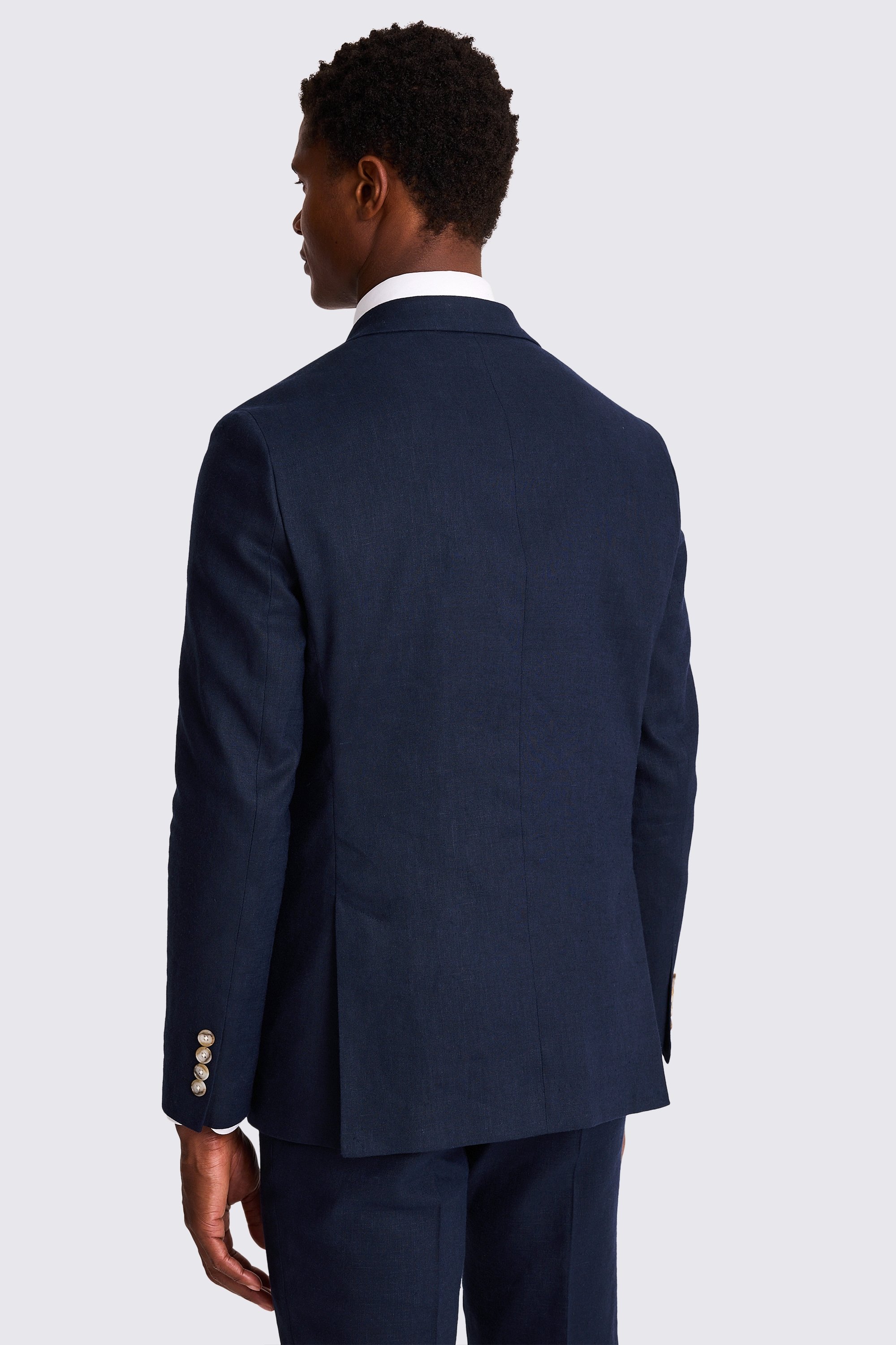 Tailored Fit Navy Matte Linen Suit
