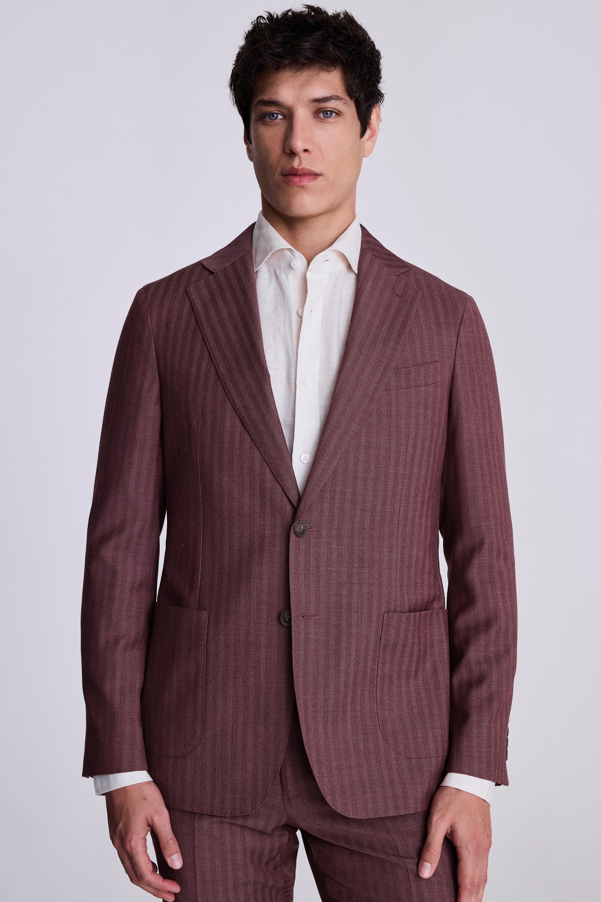 Custom Made cerise herringbone suit