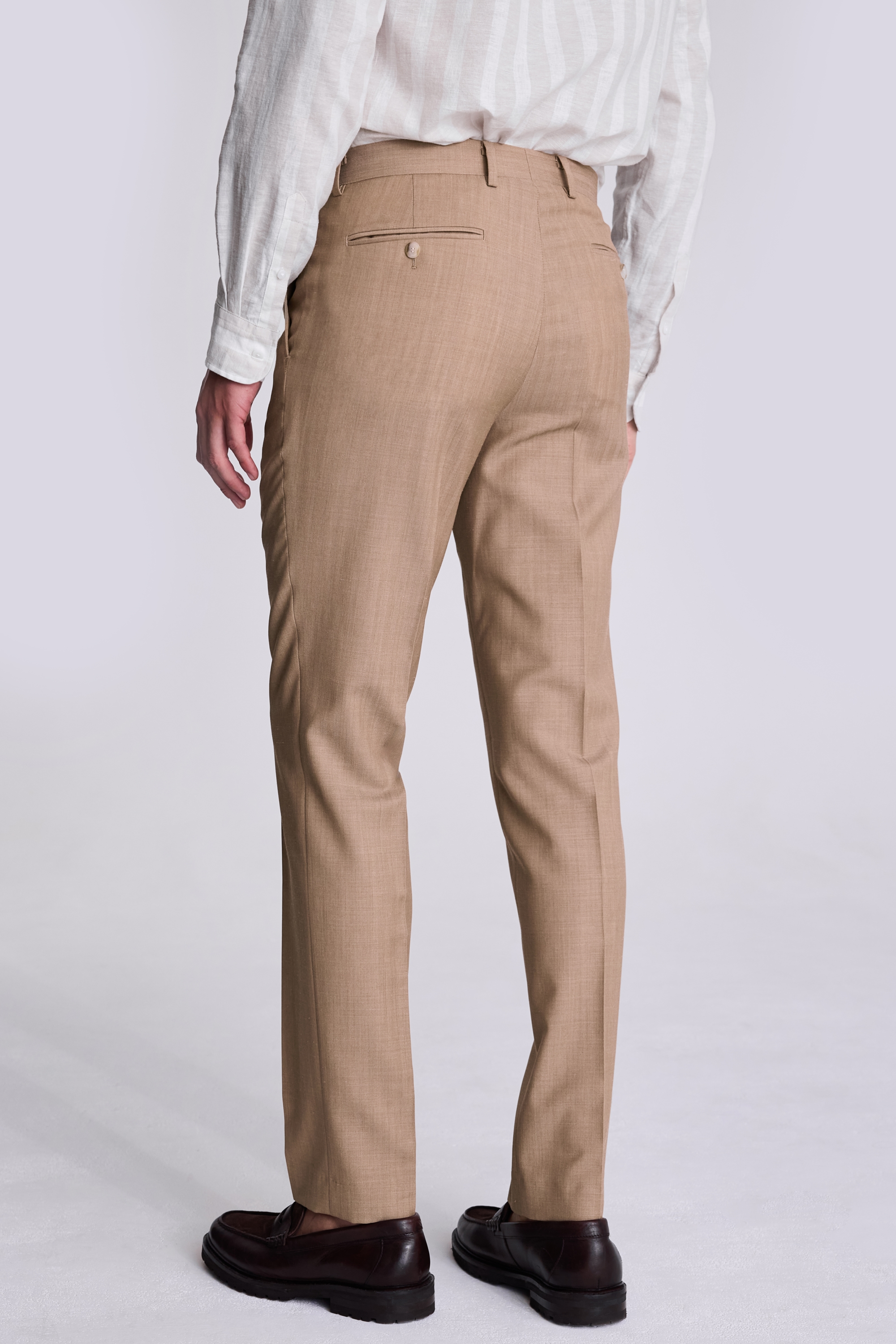 Tailored Sand Herringbone Trousers