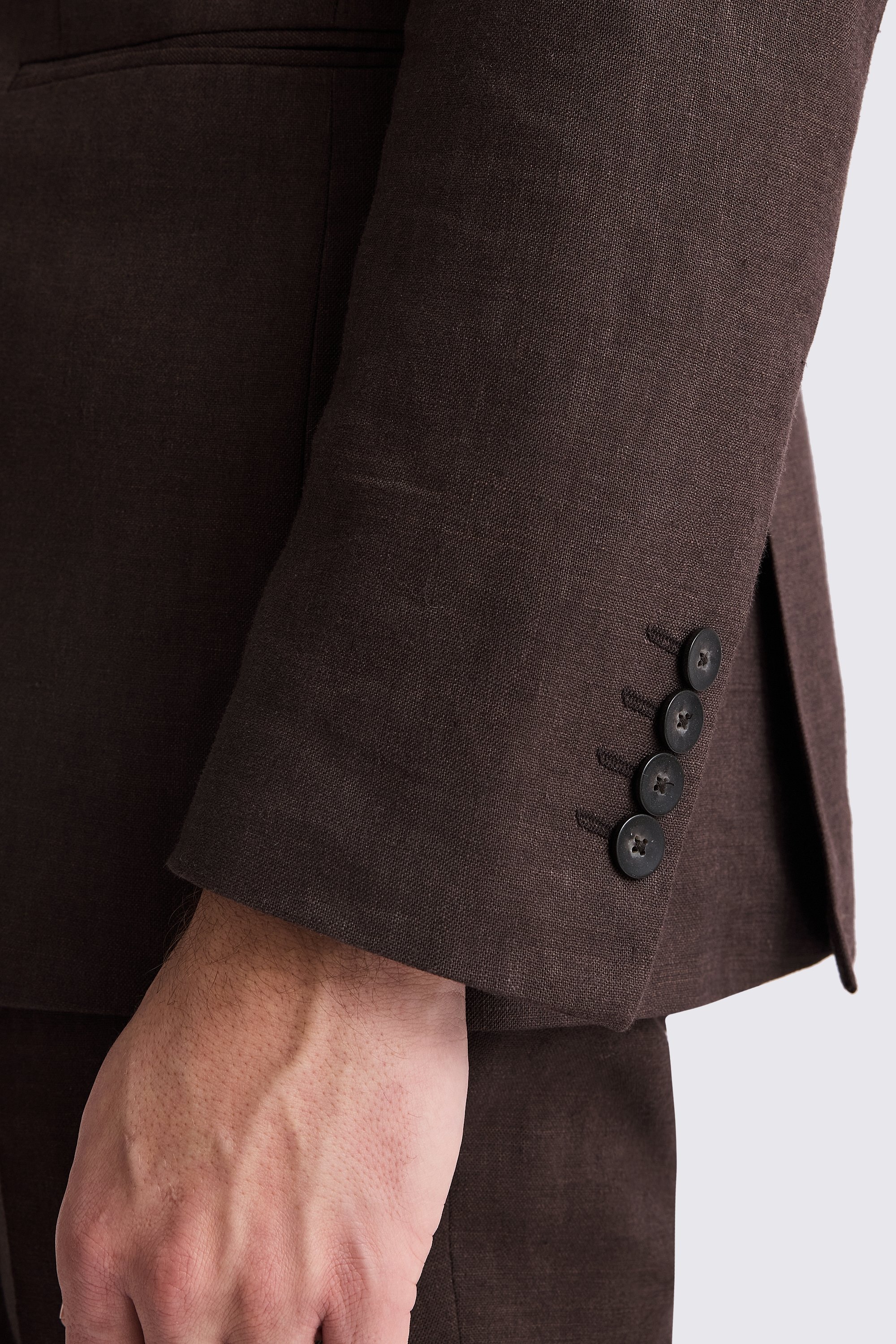 Tailored Fit Brown Matte Linen Suit