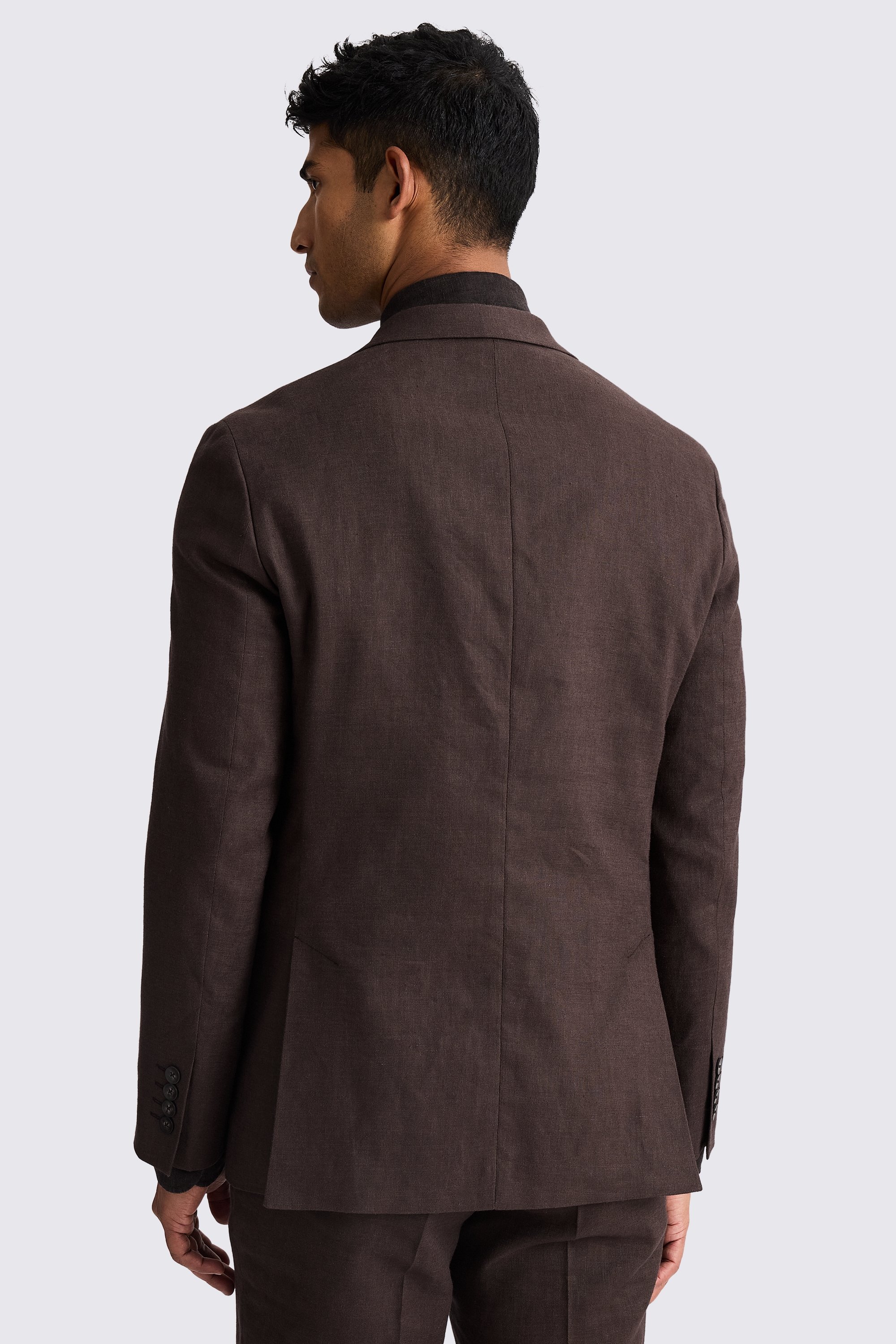 Tailored Fit Brown Matte Linen Suit