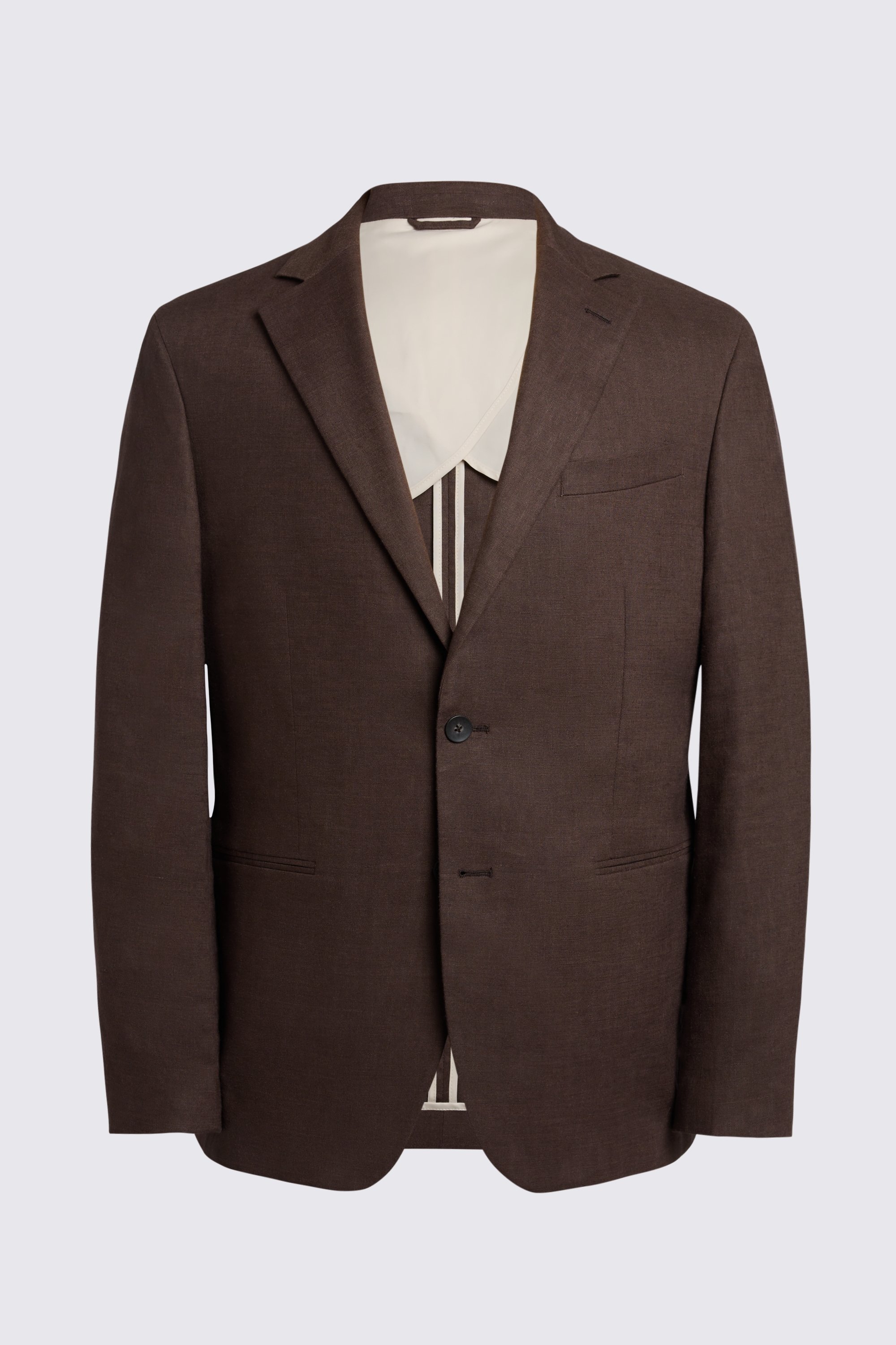 Tailored Fit Brown Matte Linen Suit