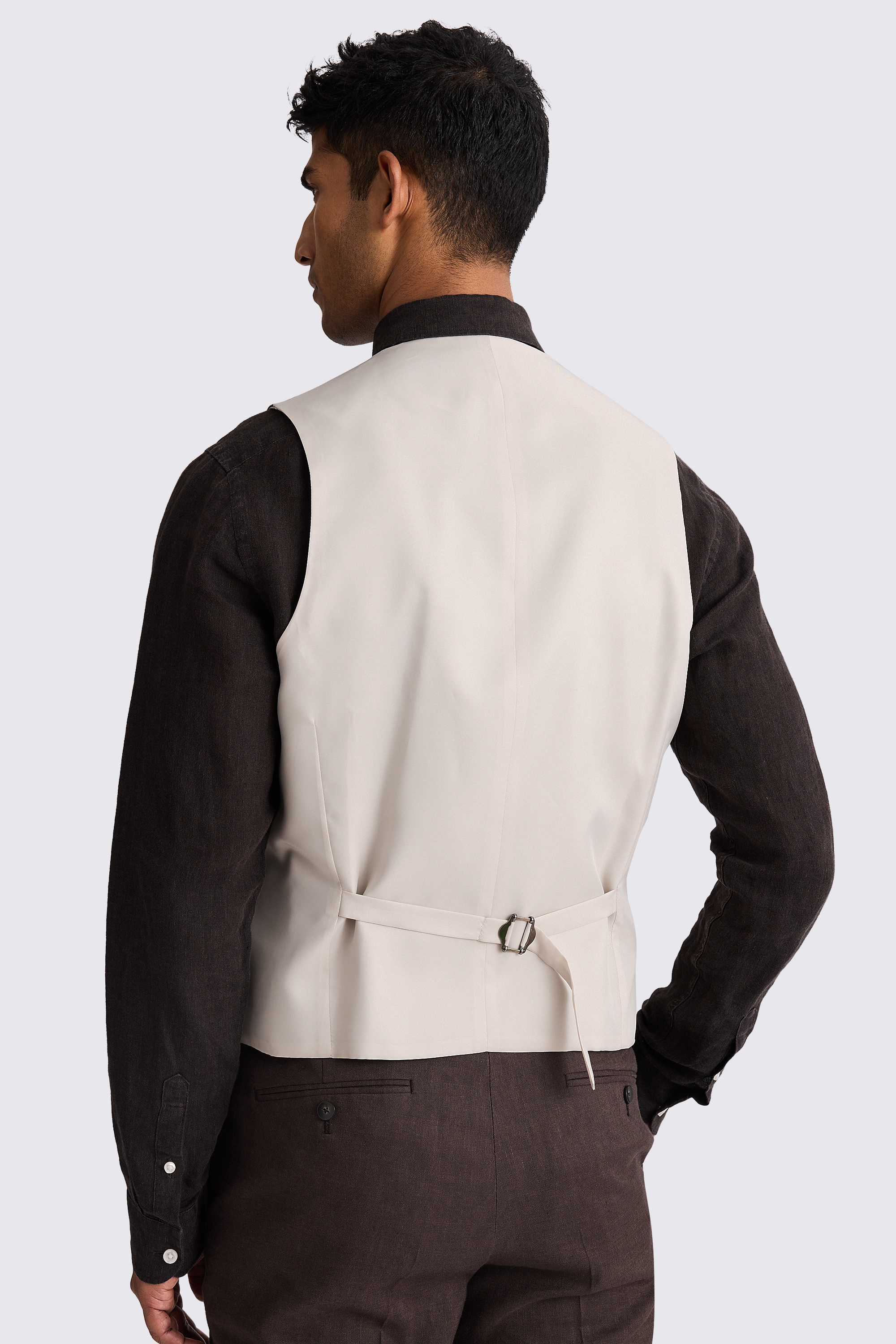 Tailored Fit Brown Matte Linen Vest