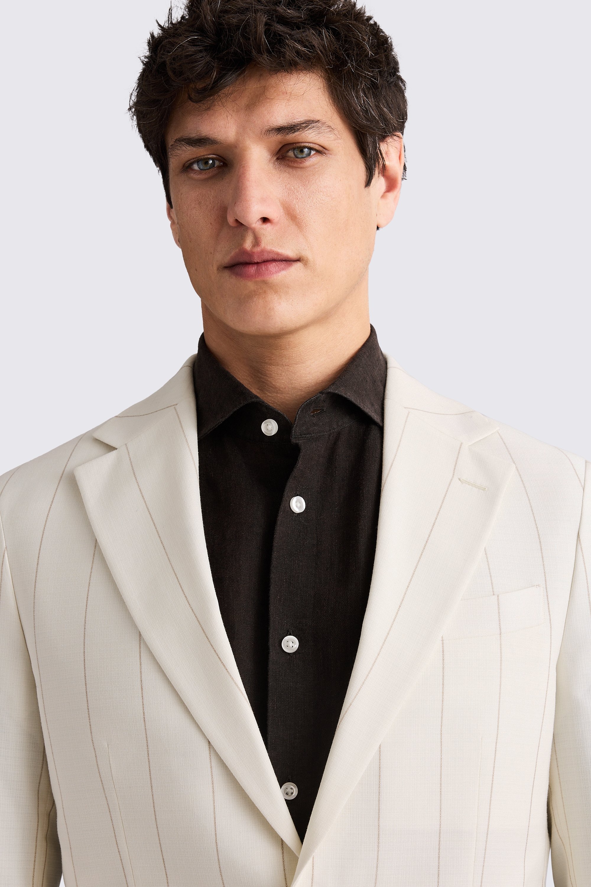 Tailored Fit Ecru Stripe Suit