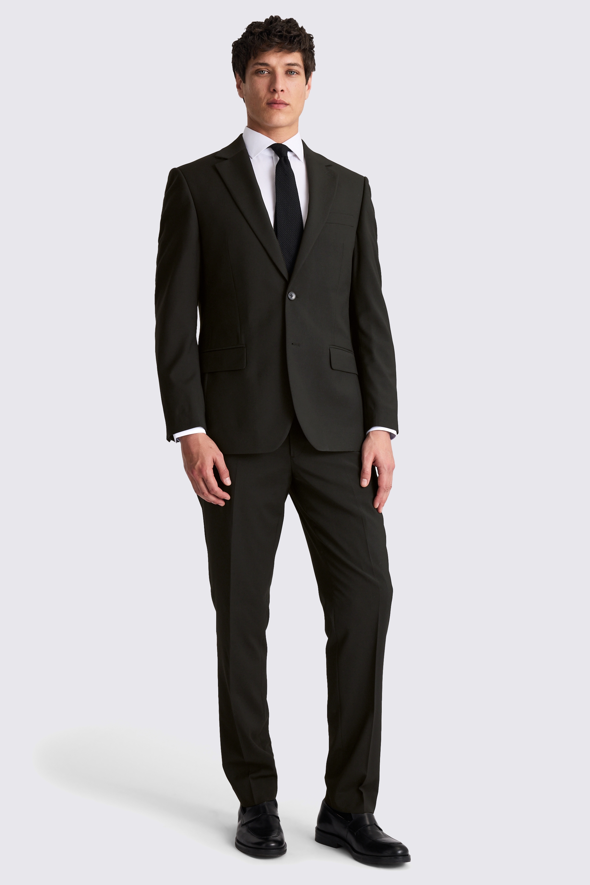 Regular Fit Black Stretch Suit