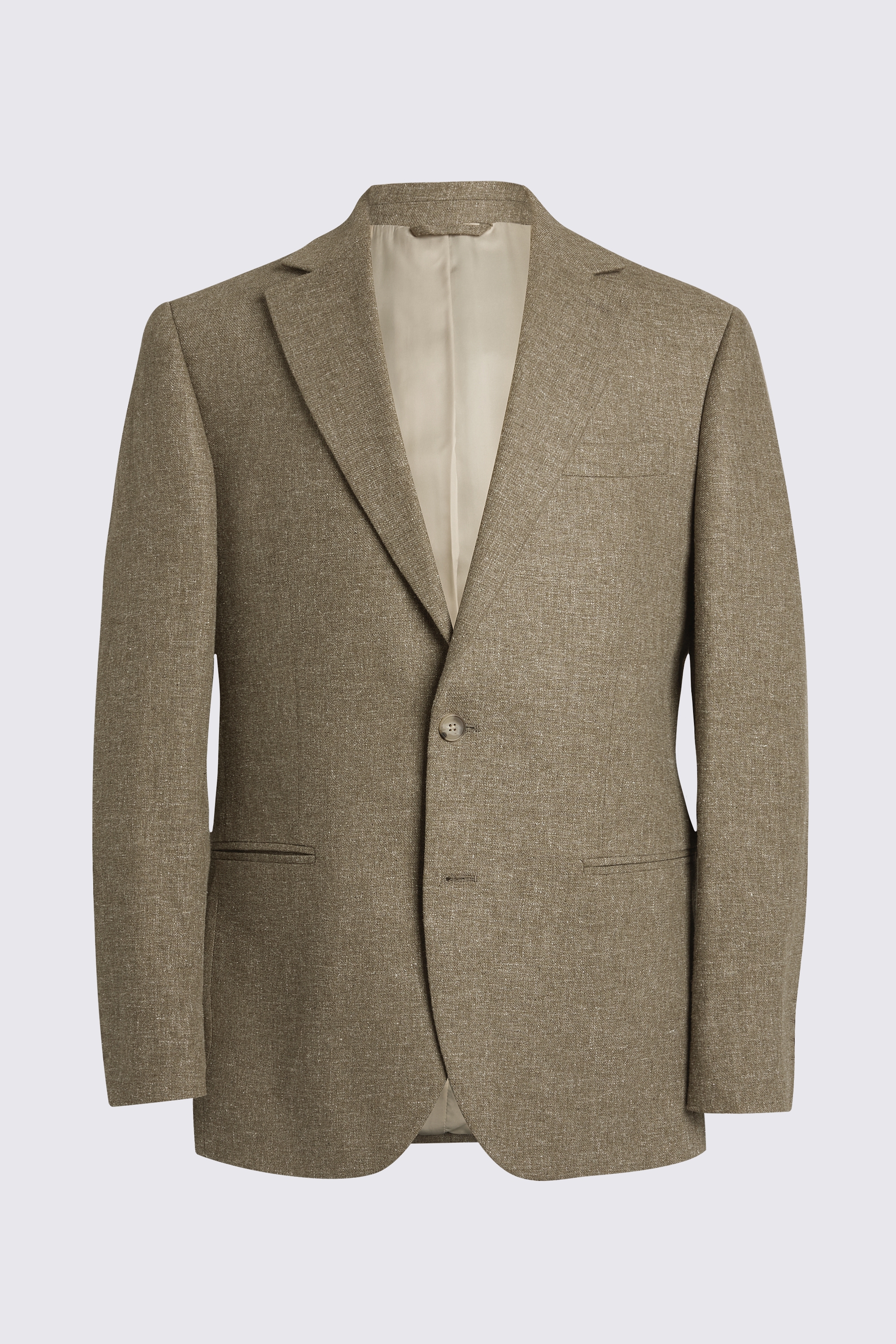 Regular Fit Khaki Cotton Linen Suit