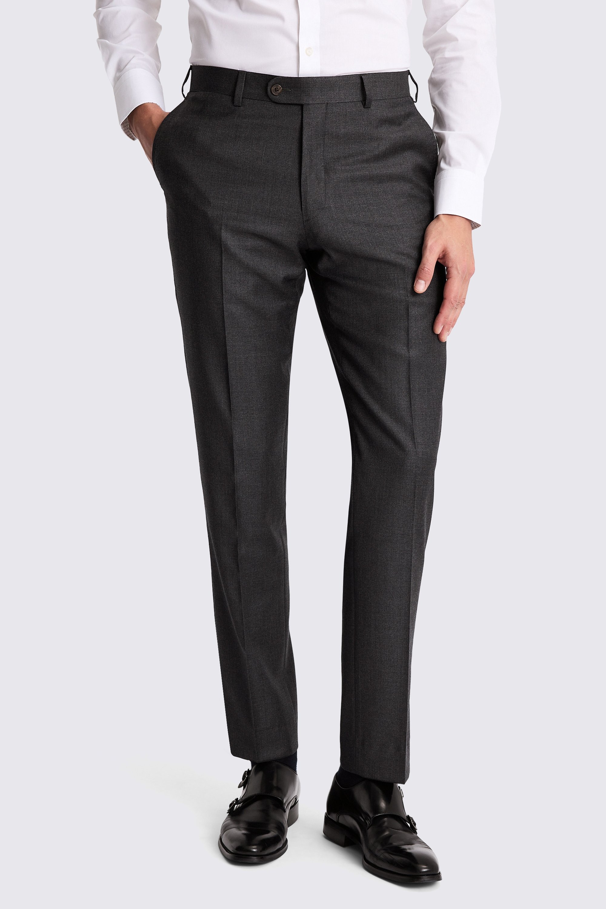 Italian Tailored Fit Charcoal Twill Trousers
