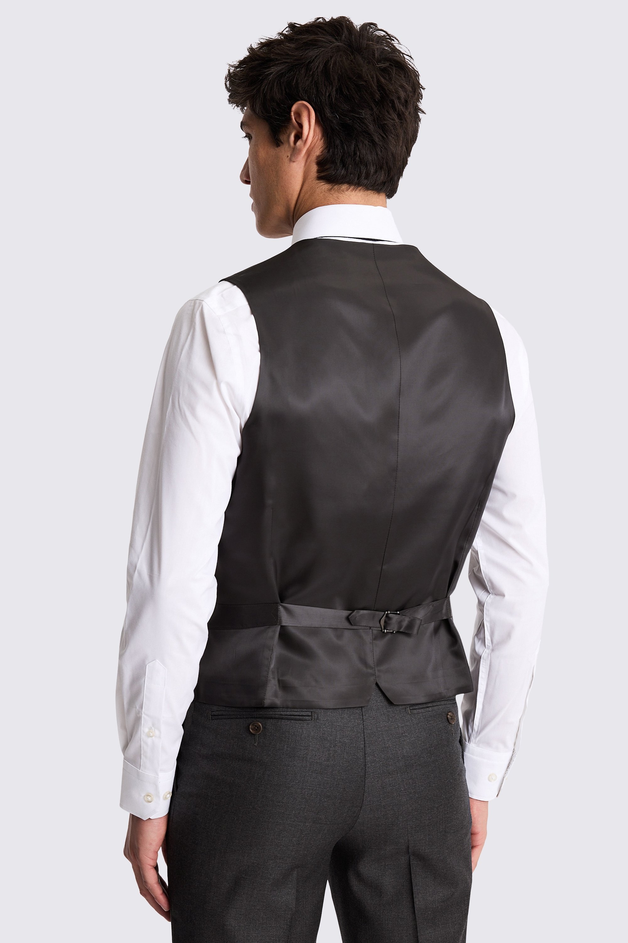 Italian Tailored Fit Charcoal Twill Waistcoat