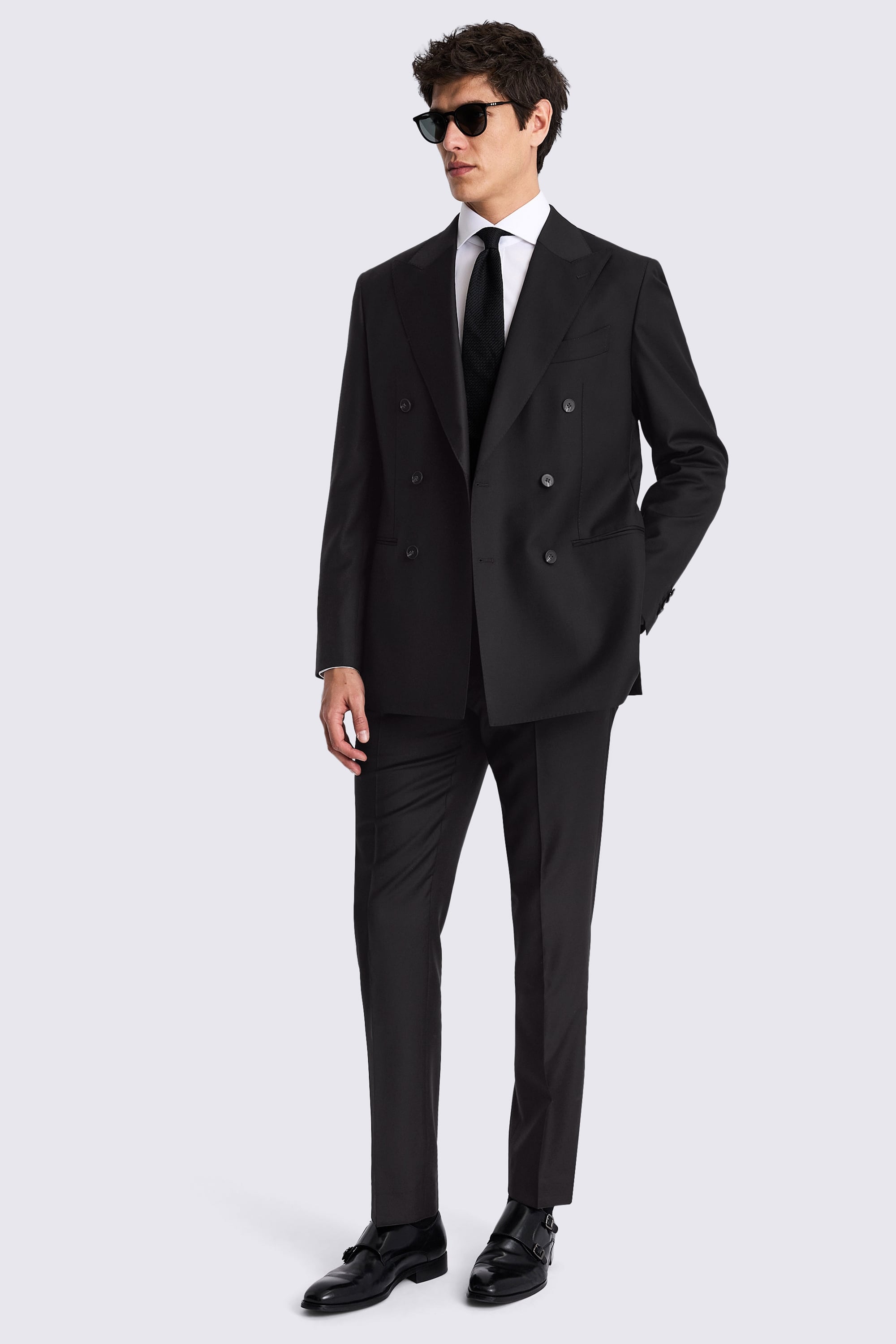 Italian Tailored Fit Black Twill Suit